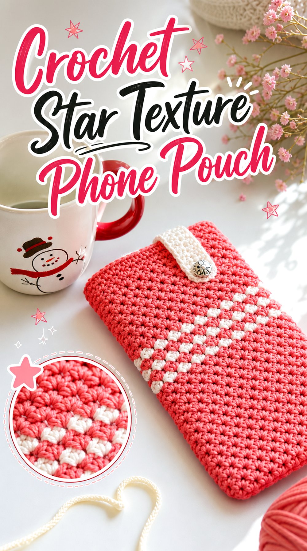 Crochet Star Texture Phone Pouch