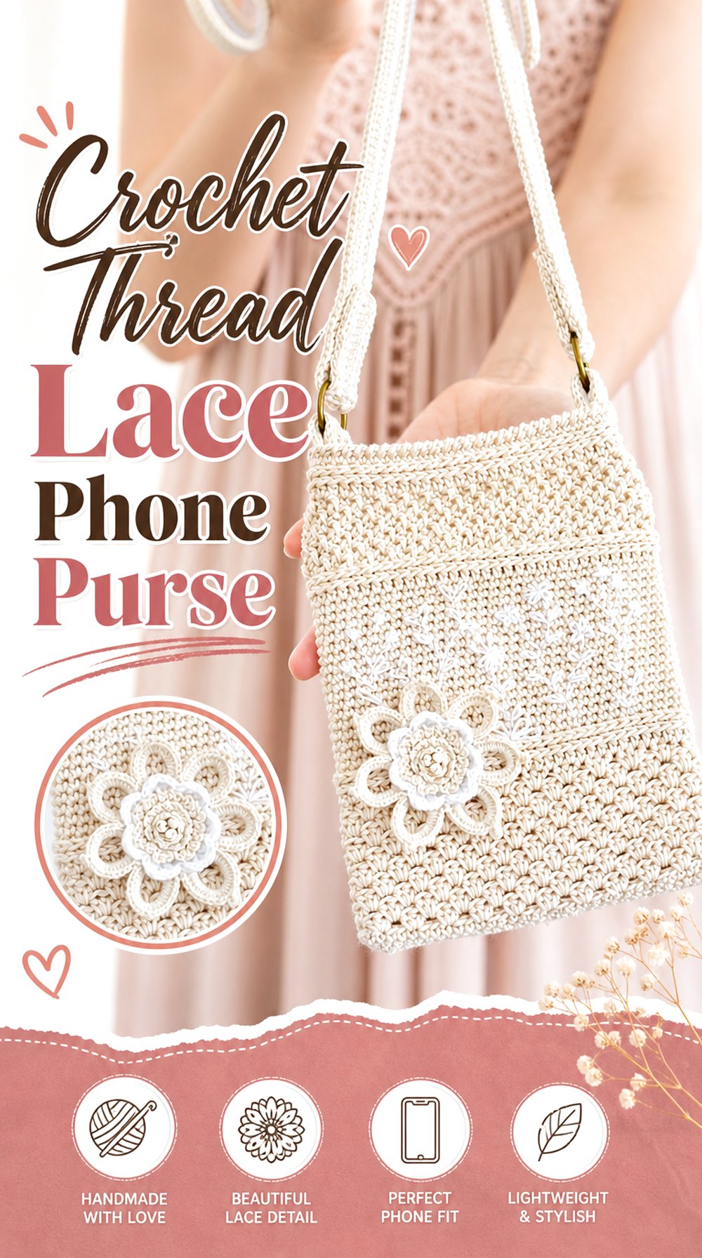 Crochet Thread Lace Phone Purse