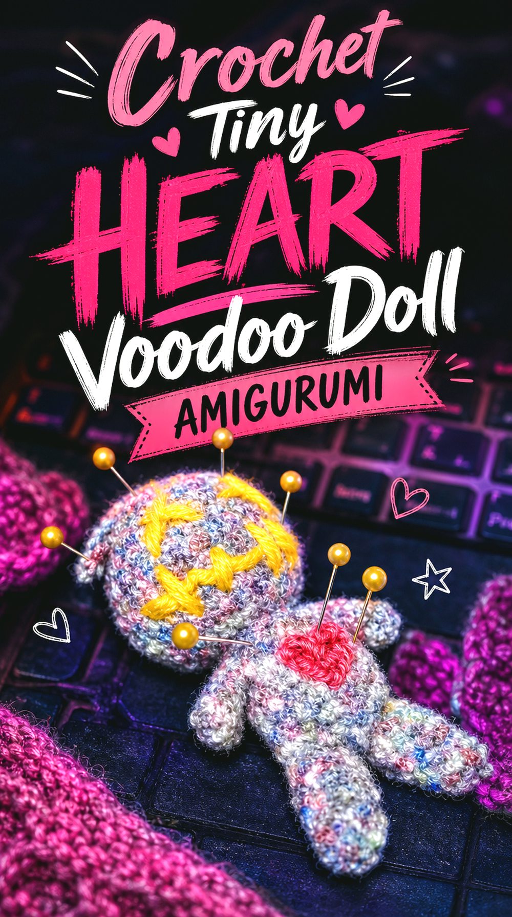 Crochet Tiny Heart Voodoo Doll Amigurumi