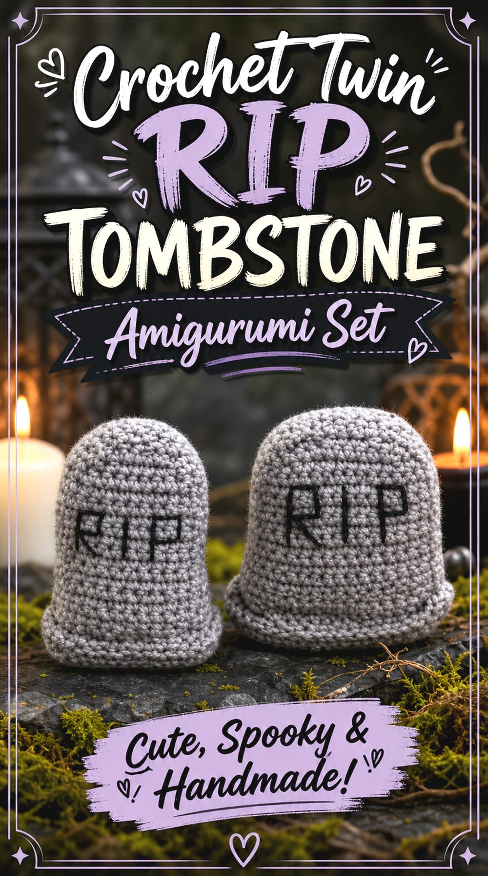 Crochet Twin RIP Tombstone Amigurumi Set