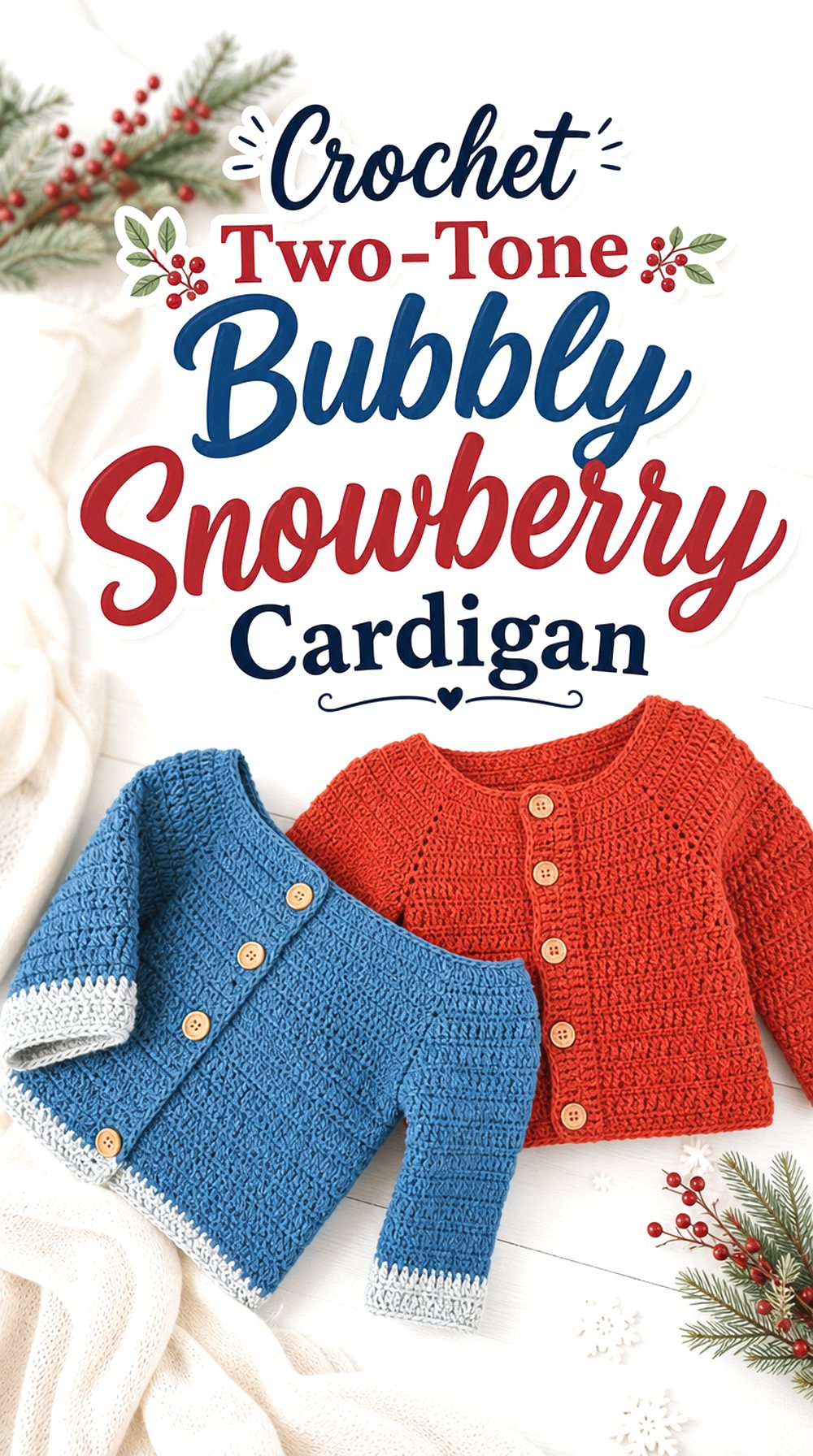 Crochet Two Tone Bubbly Snowberry Cardigan