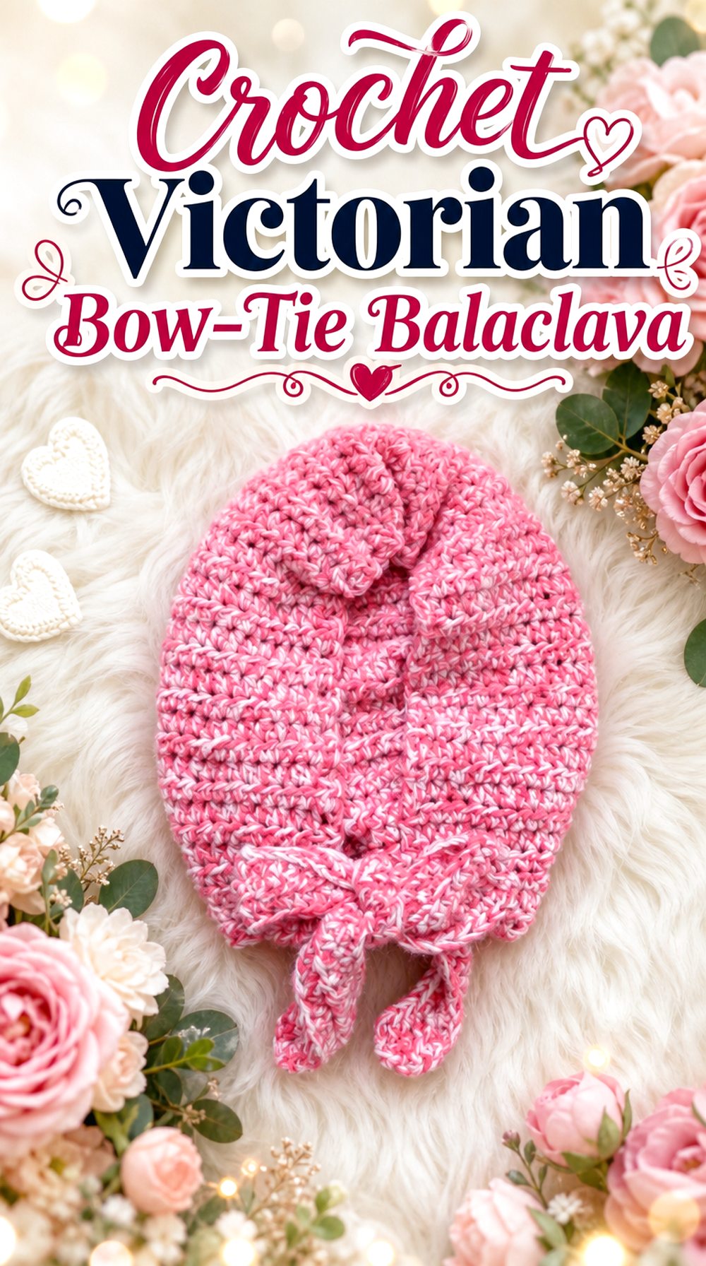 Crochet Victorian Bow Tie Balaclava