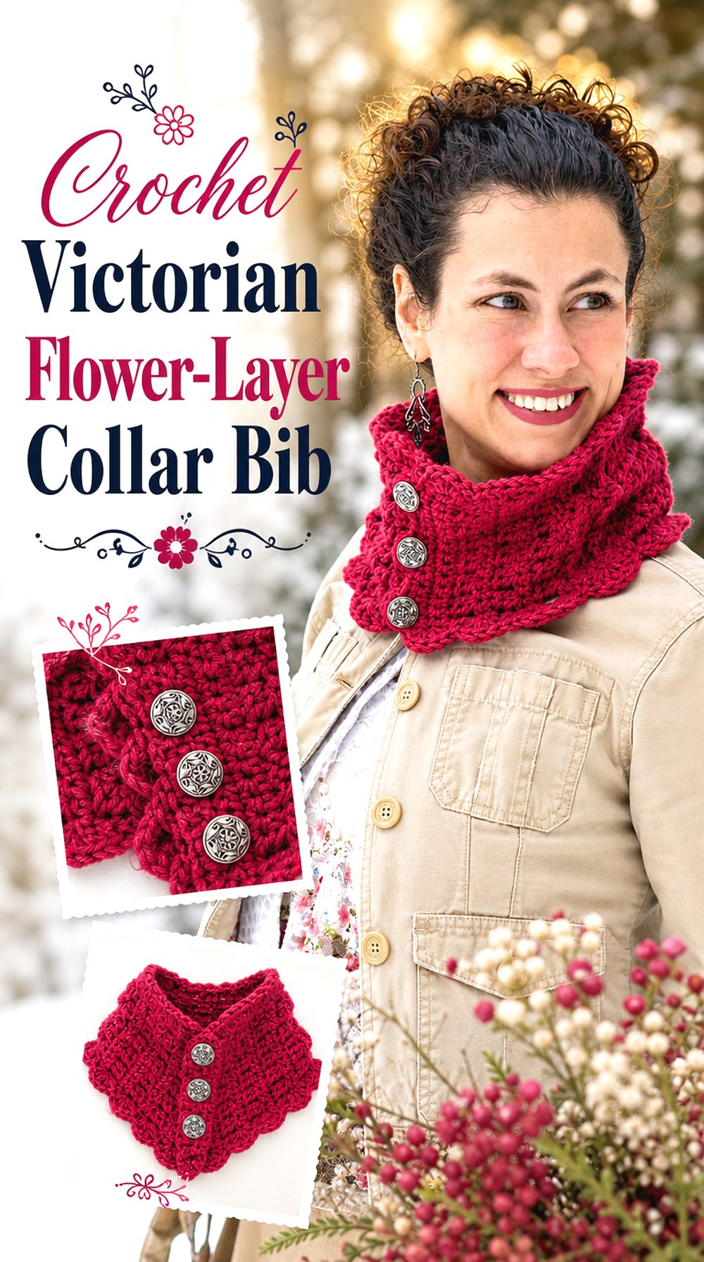 Crochet Victorian Flower Layer Collar Bib