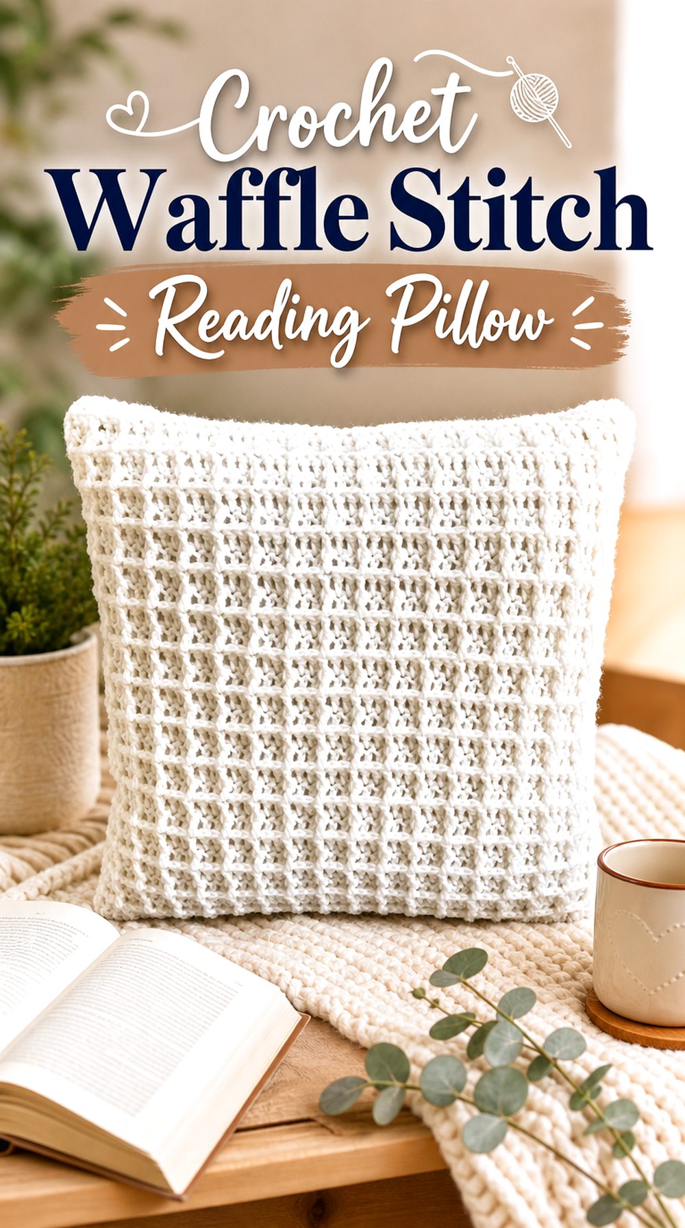 Crochet Waffle Stitch Reading Pillow