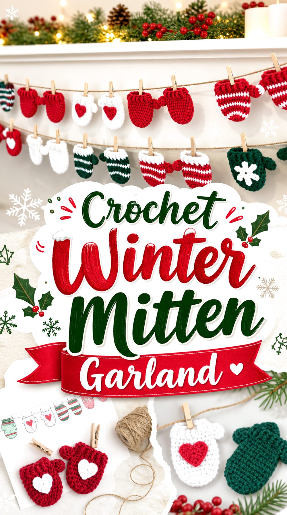 Crochet Winter Mitten Garland
