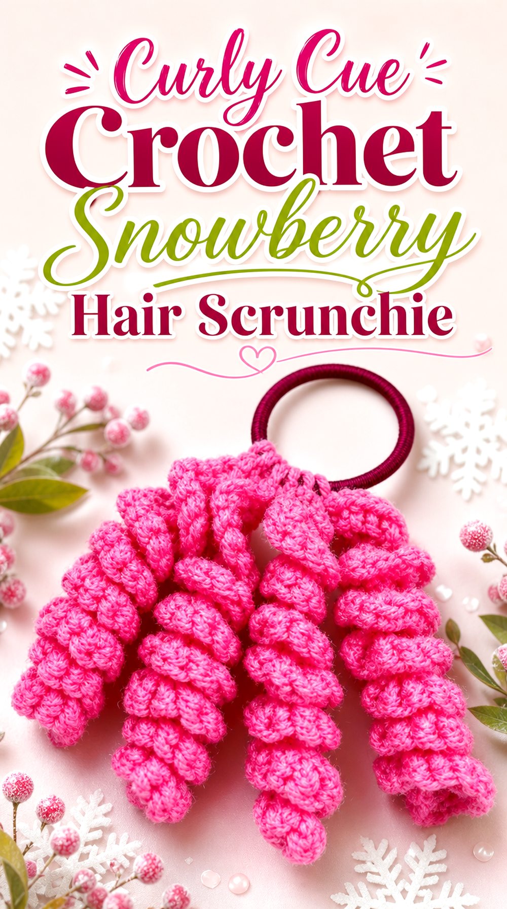 Curly Cue Crochet Snowberry Hair Scrunchie