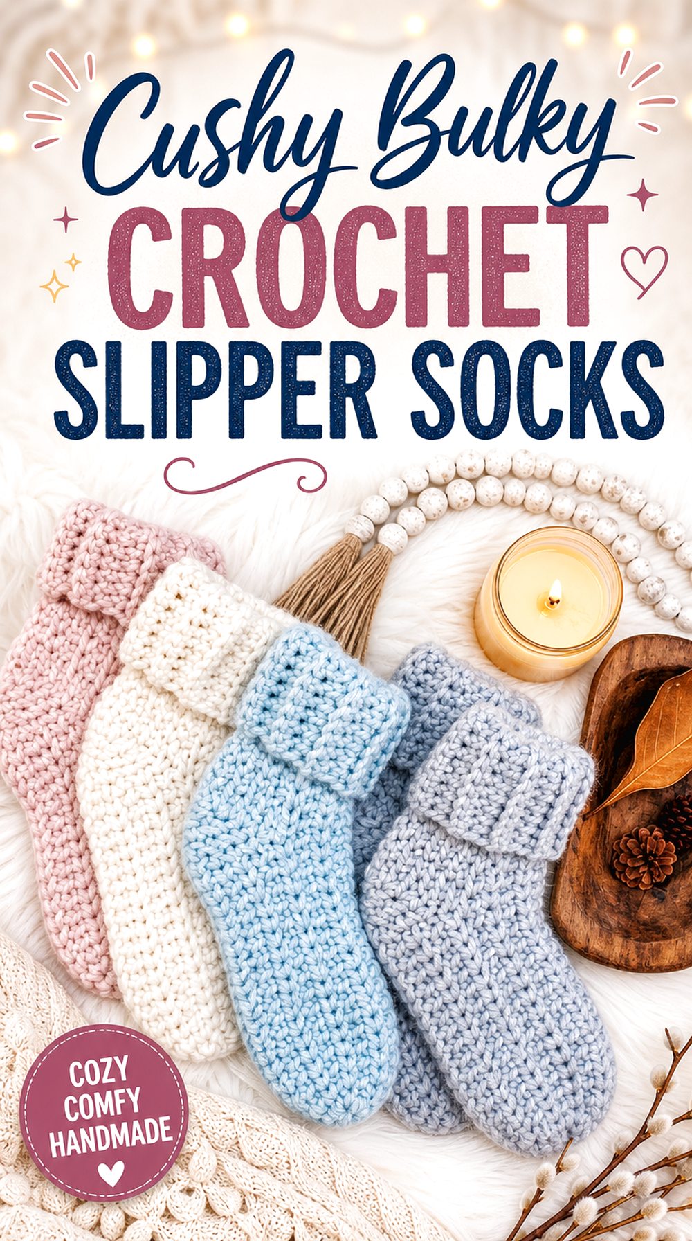 Cushy Bulky Crochet Slipper Socks