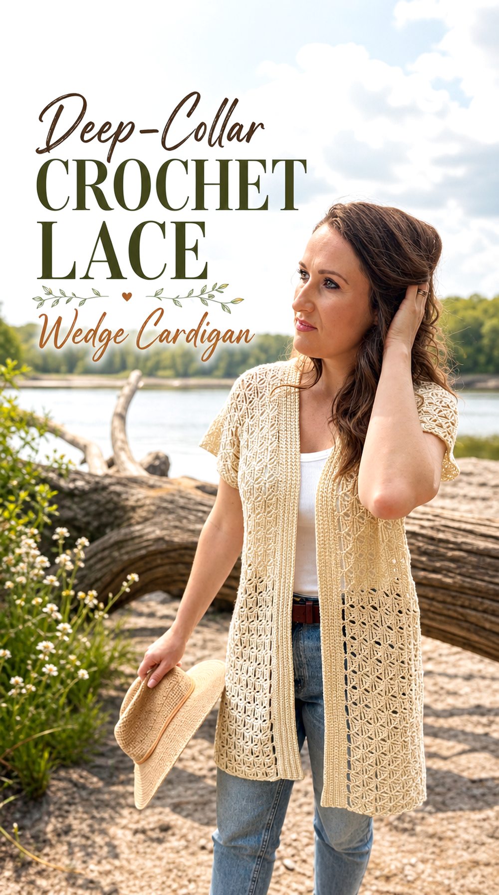 Deep Collar Crochet Lace Wedge Cardigan
