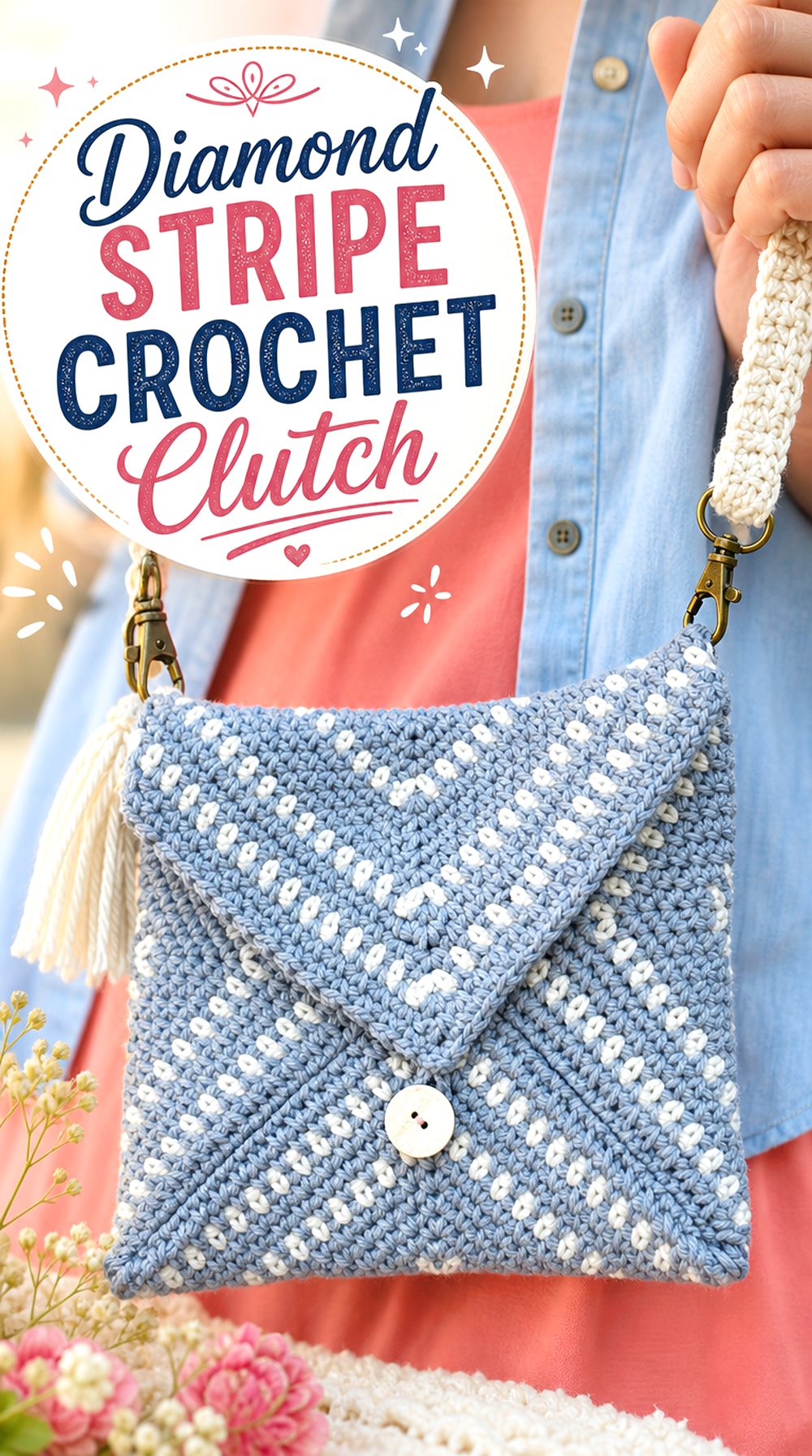 Diamond Stripe Crochet Clutch