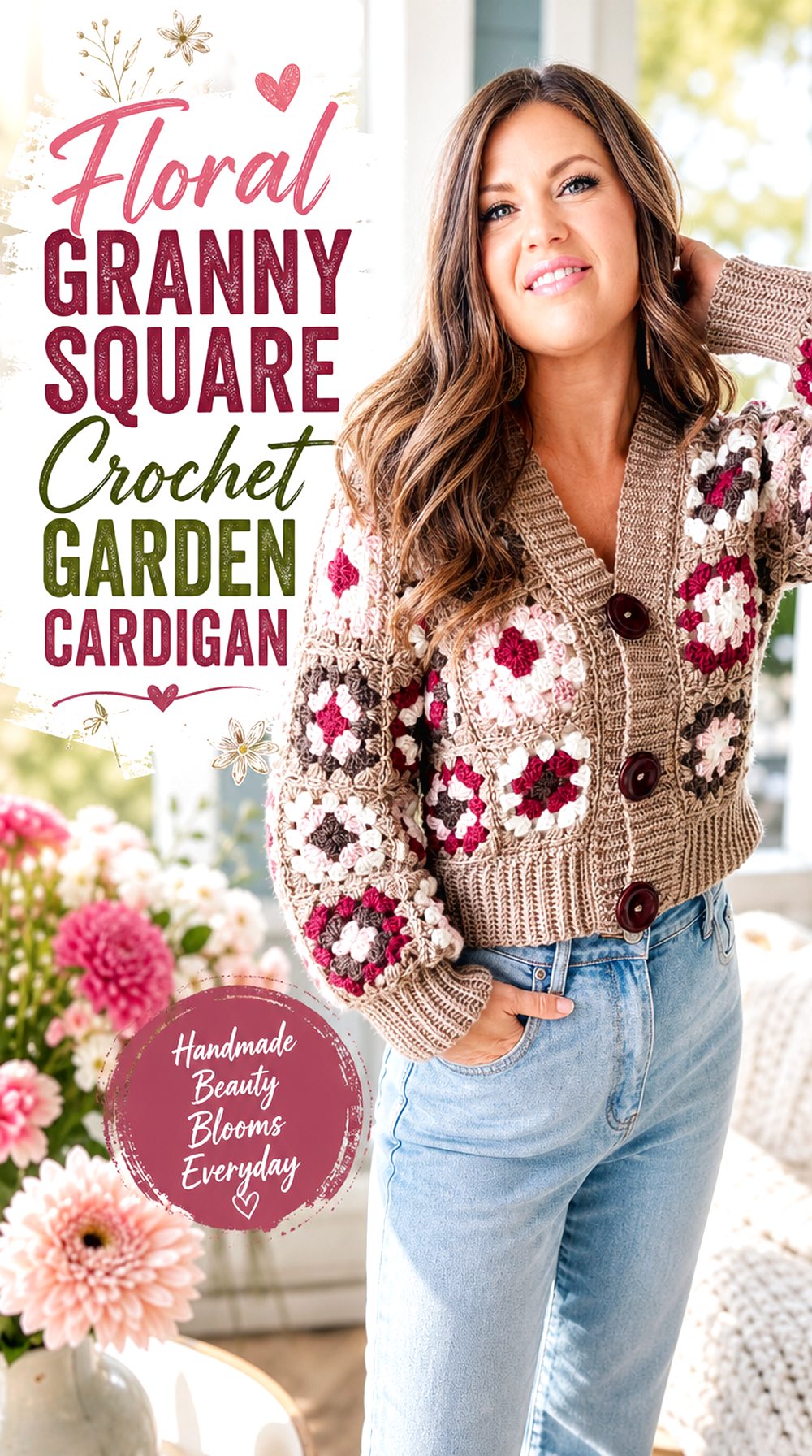 Floral Granny Square Crochet Garden Cardigan