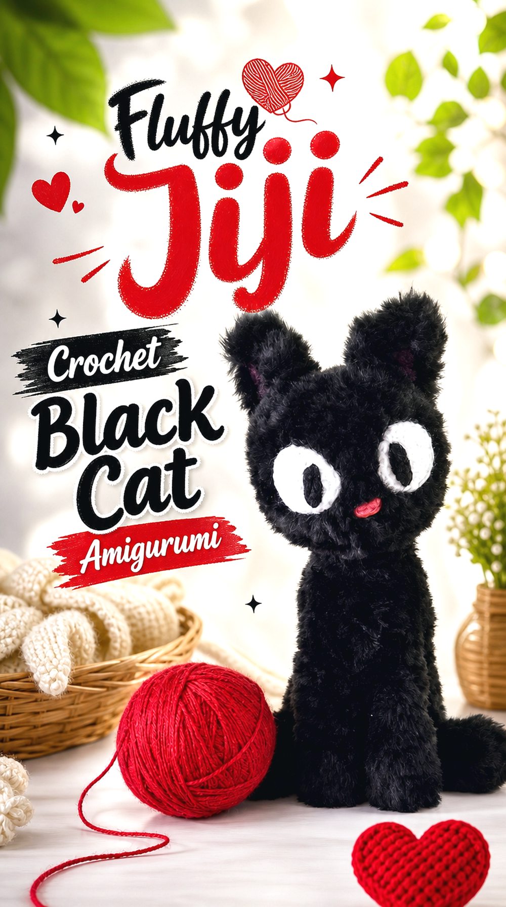 Fluffy Jiji Crochet Black Cat Amigurumi