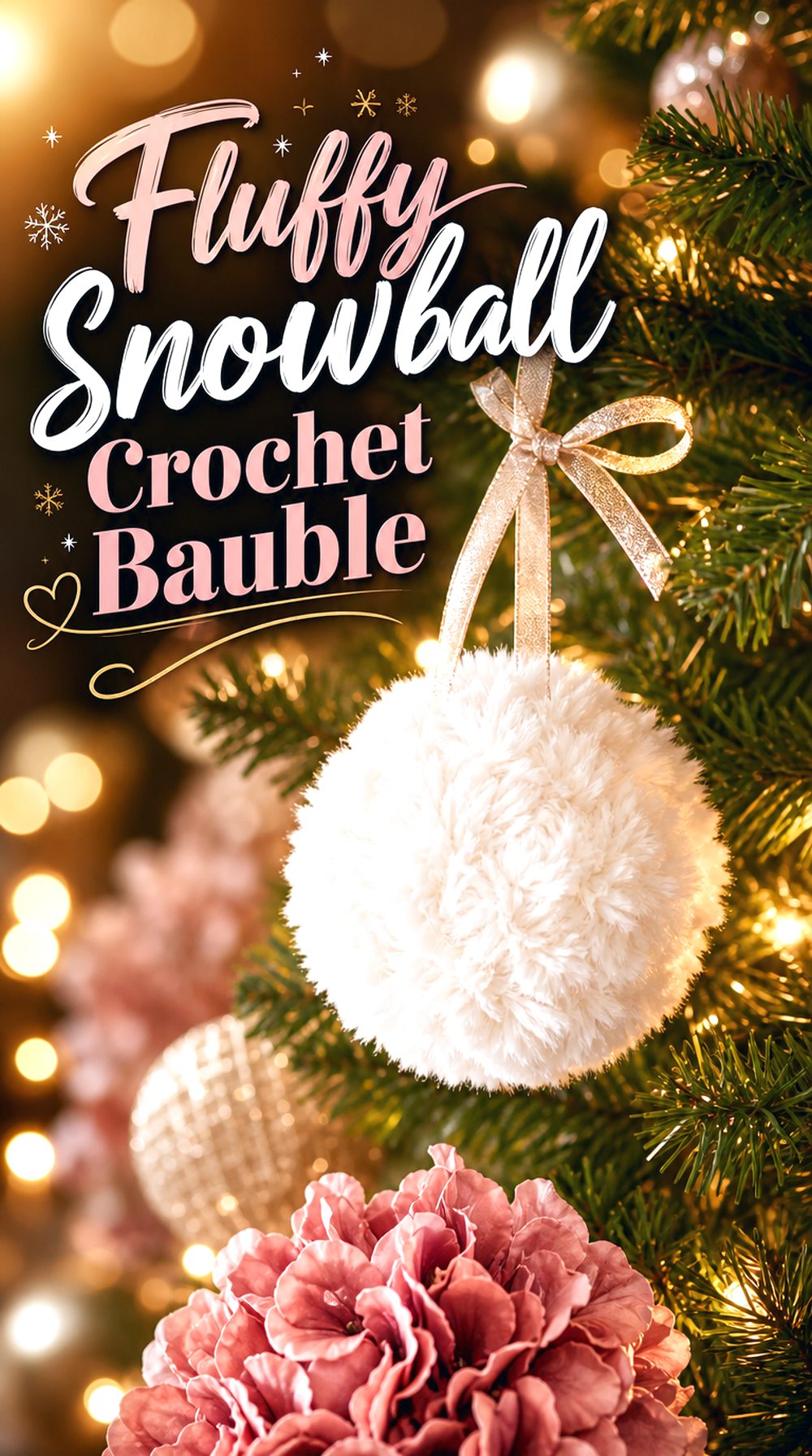 Fluffy Snowball Crochet Bauble