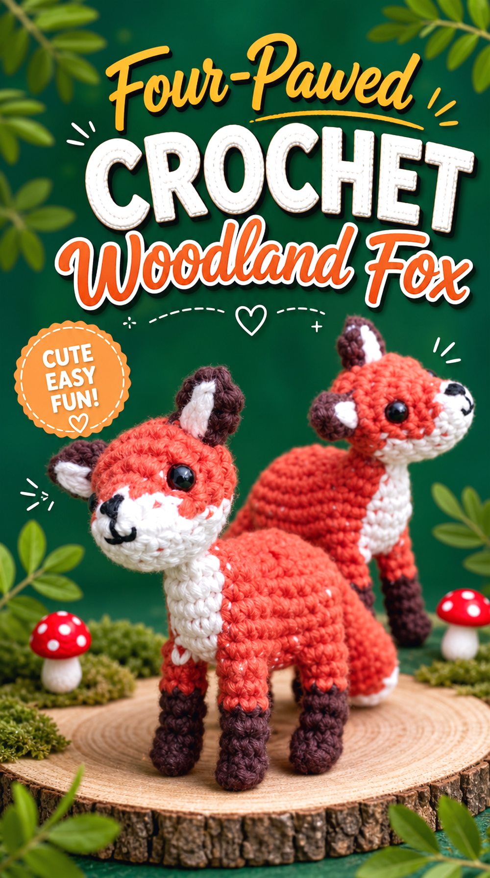 Four Pawed Crochet Woodland Fox