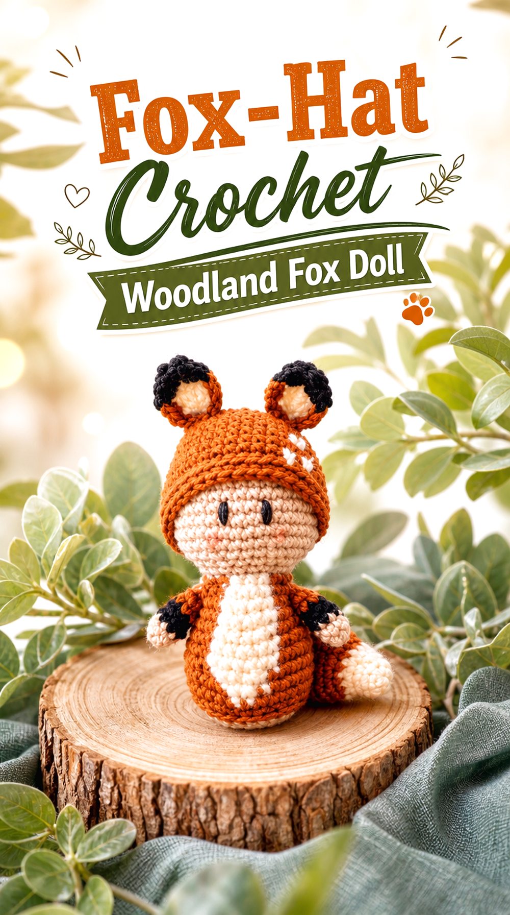 Fox Hat Crochet Woodland Fox Doll