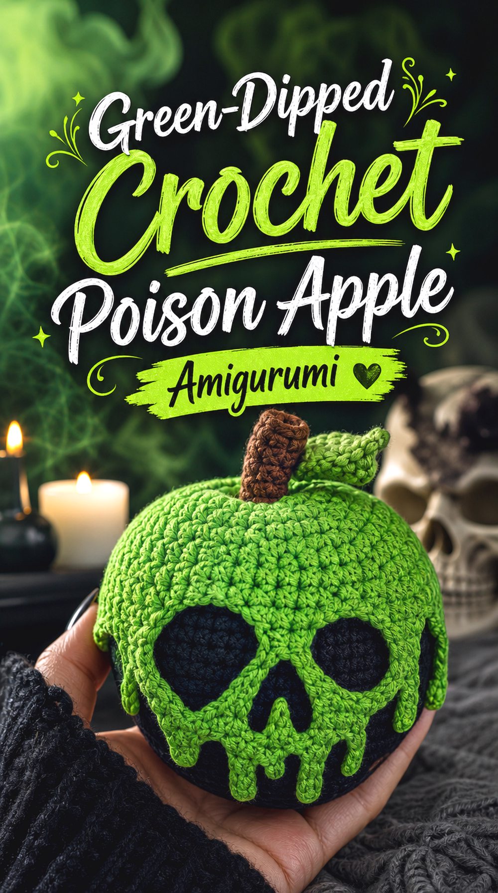 Green Dipped Crochet Poison Apple Amigurumi