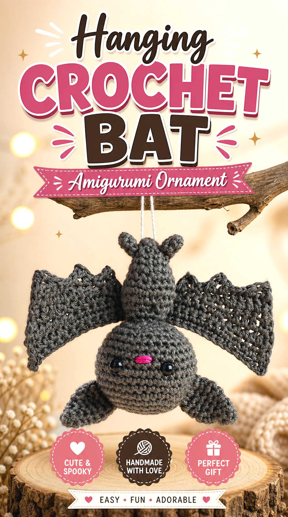 Hanging Crochet Bat Amigurumi Ornament