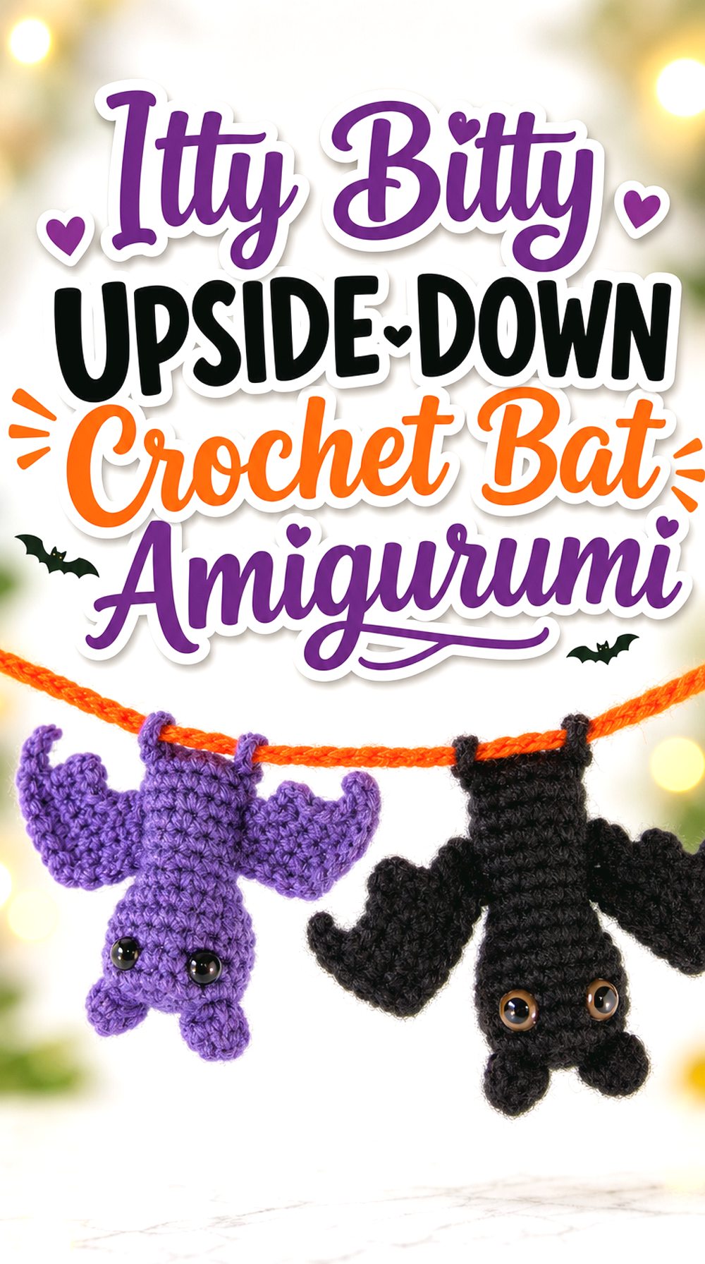 Itty Bitty Upside Down Crochet Bat Amigurumi