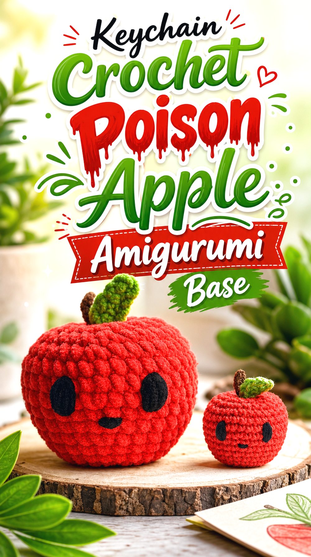 Keychain Crochet Poison Apple Amigurumi Base