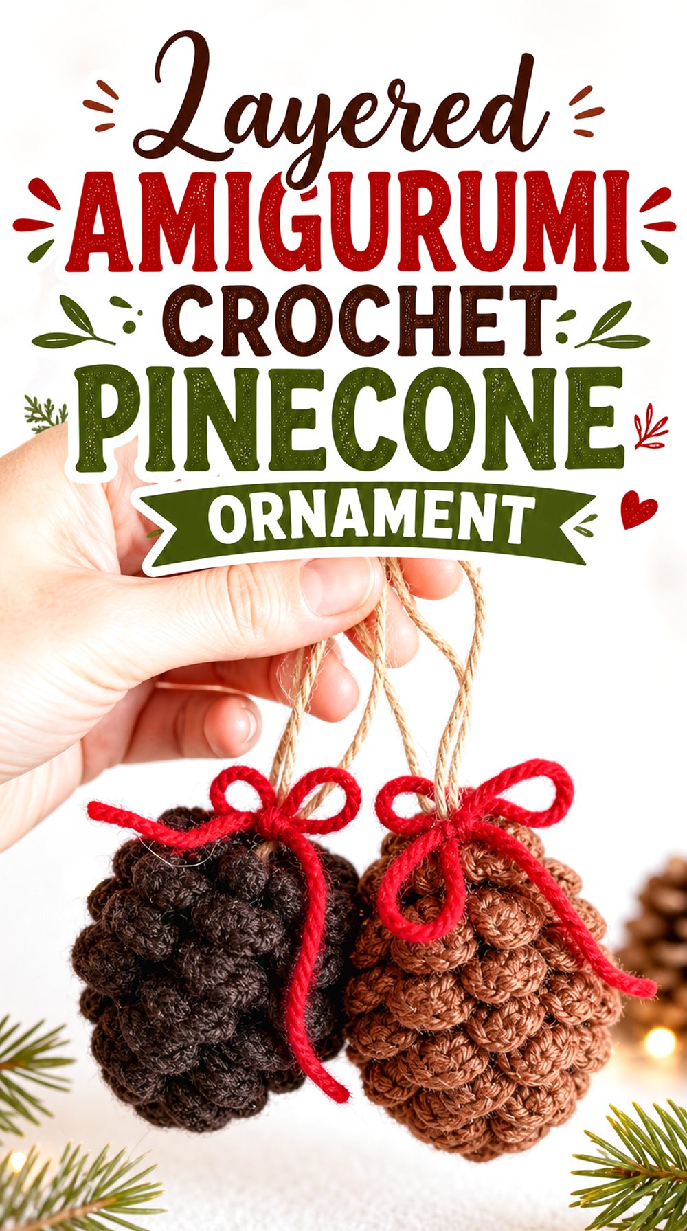 Layered Amigurumi Crochet Pinecone Ornament