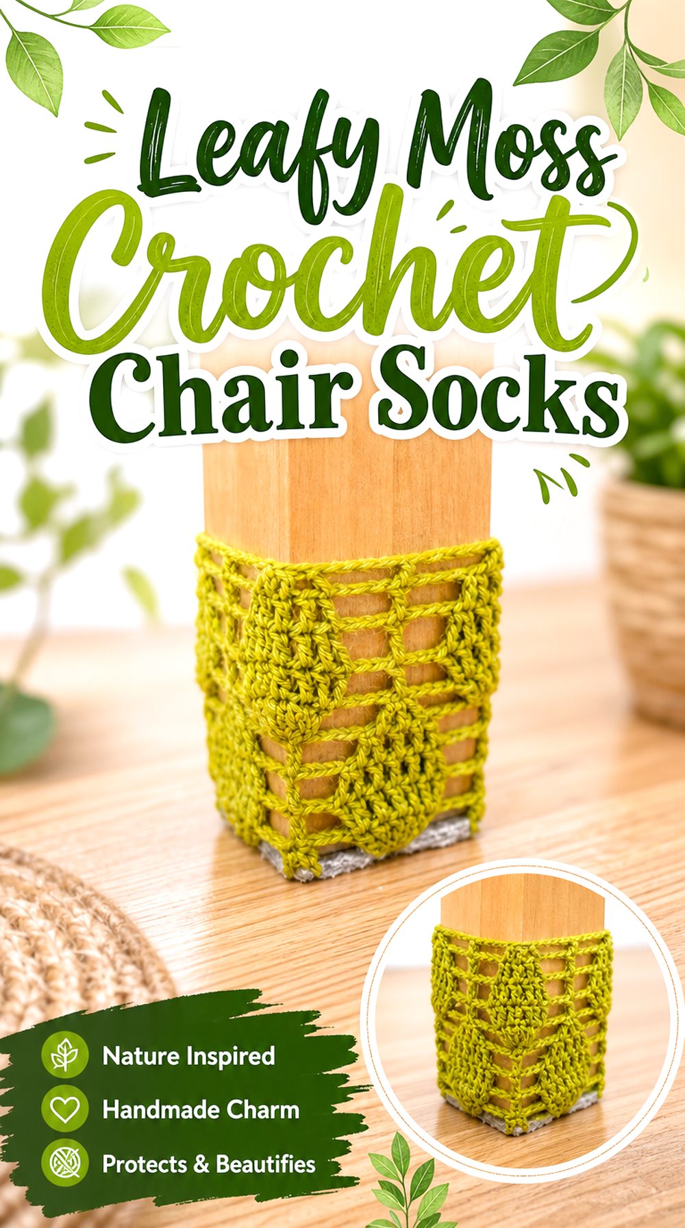 Leafy Moss Crochet Chair Socks