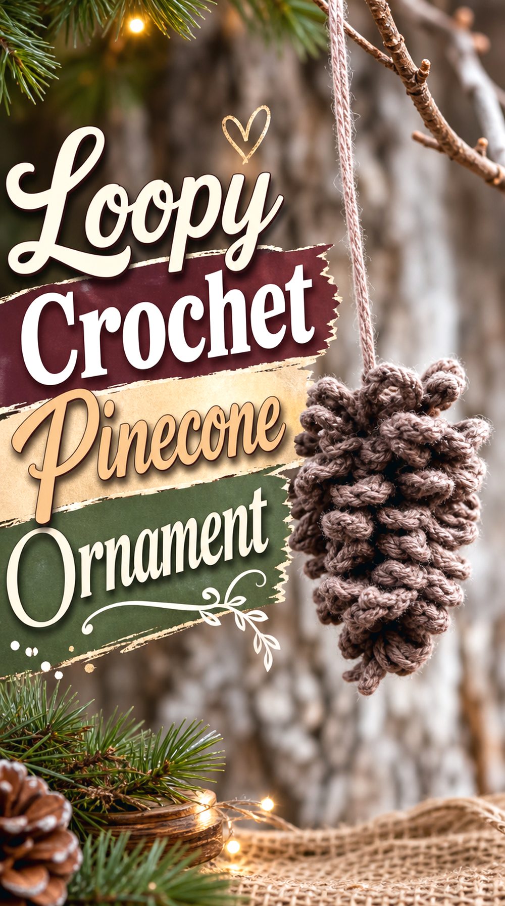 Loopy Crochet Pinecone Ornament
