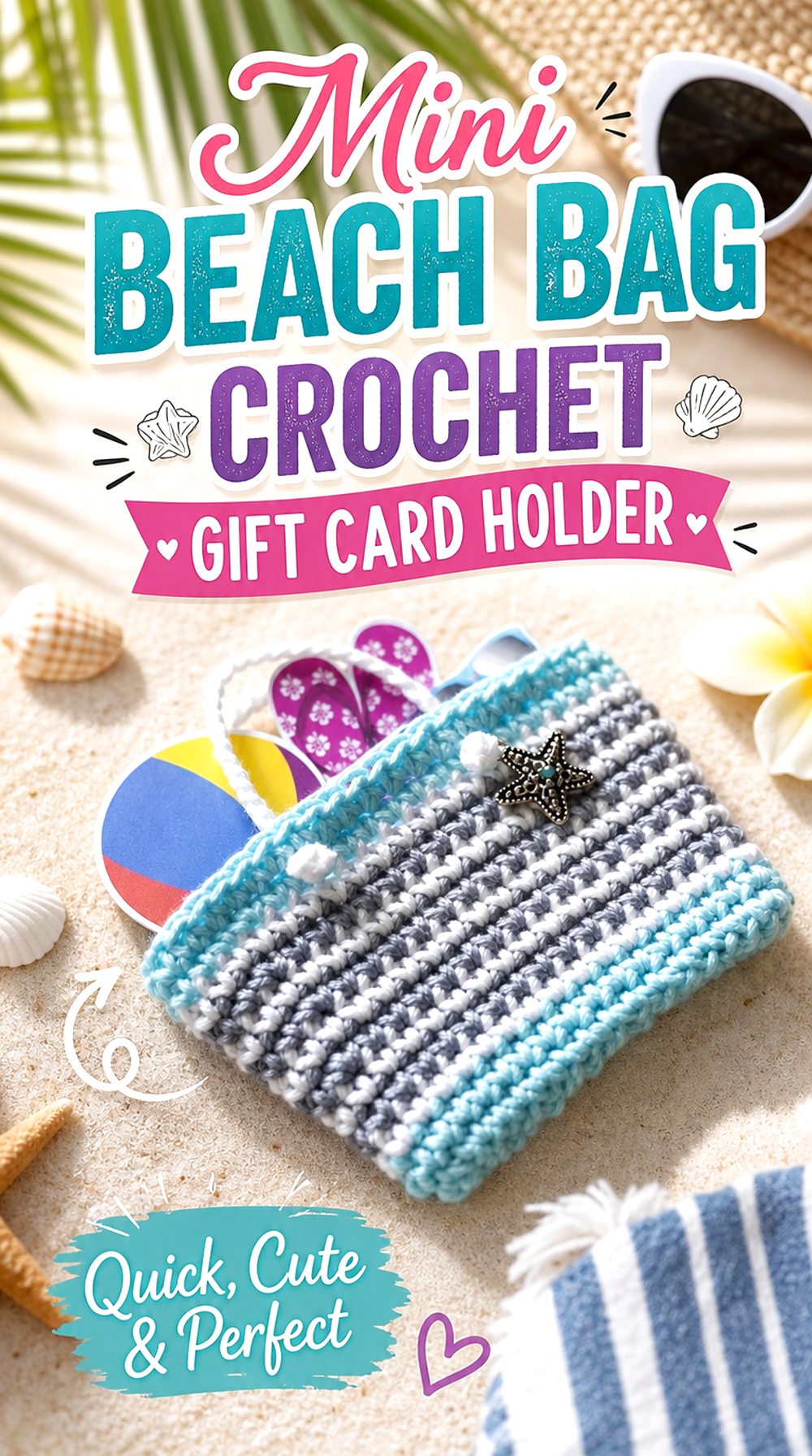 Mini Beach Bag Crochet Gift Card Holder