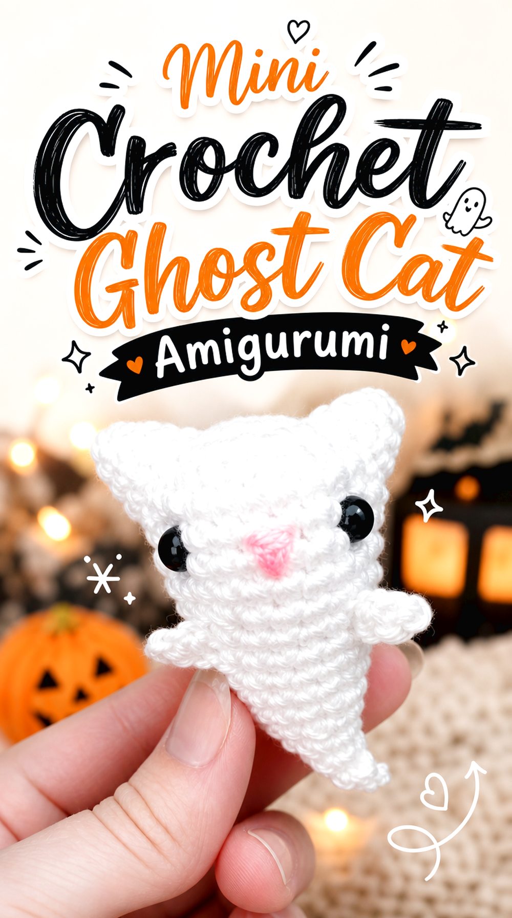 Mini Crochet Ghost Cat Amigurumi