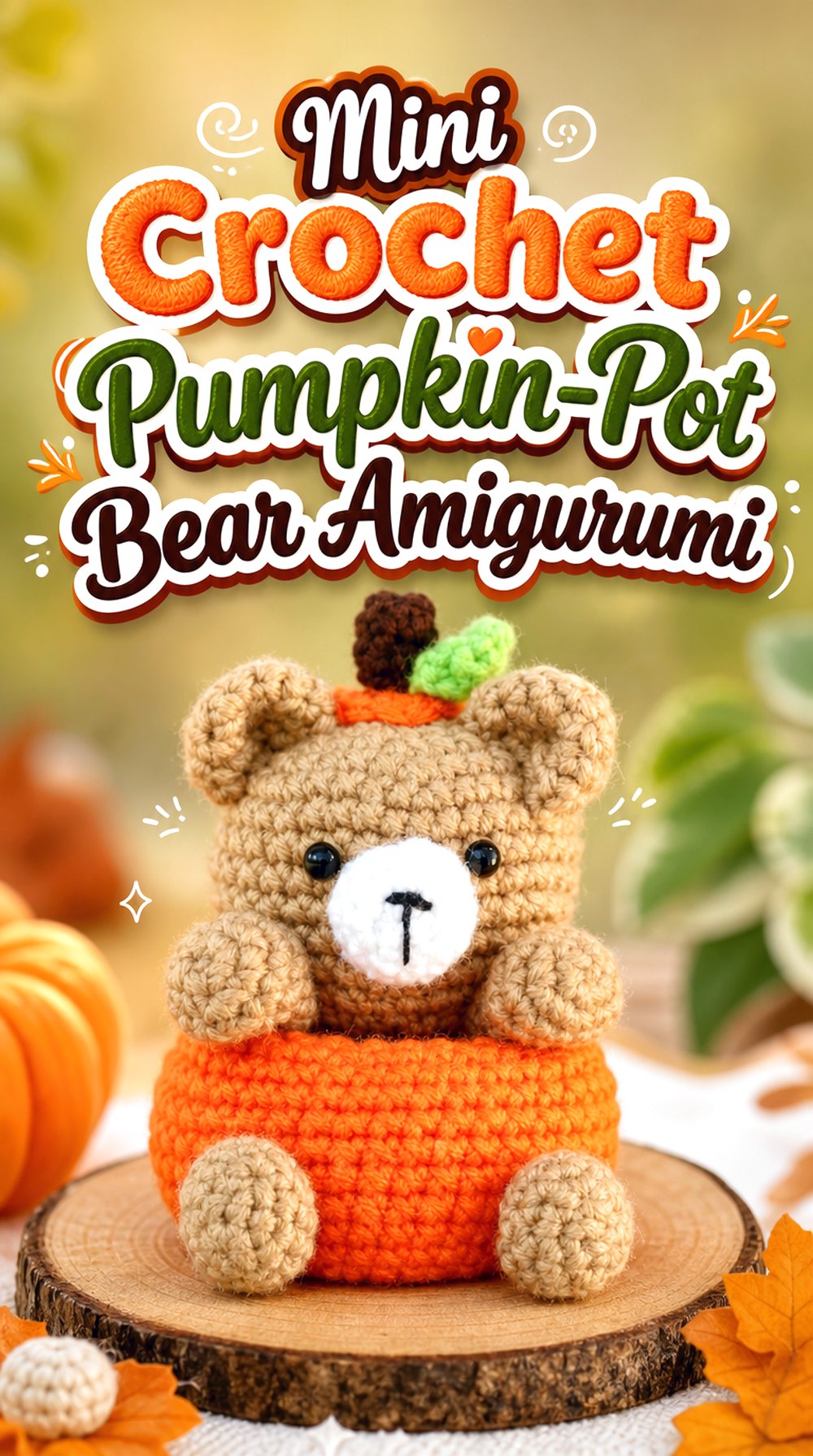 Mini Crochet Pumpkin Pot Bear Amigurumi