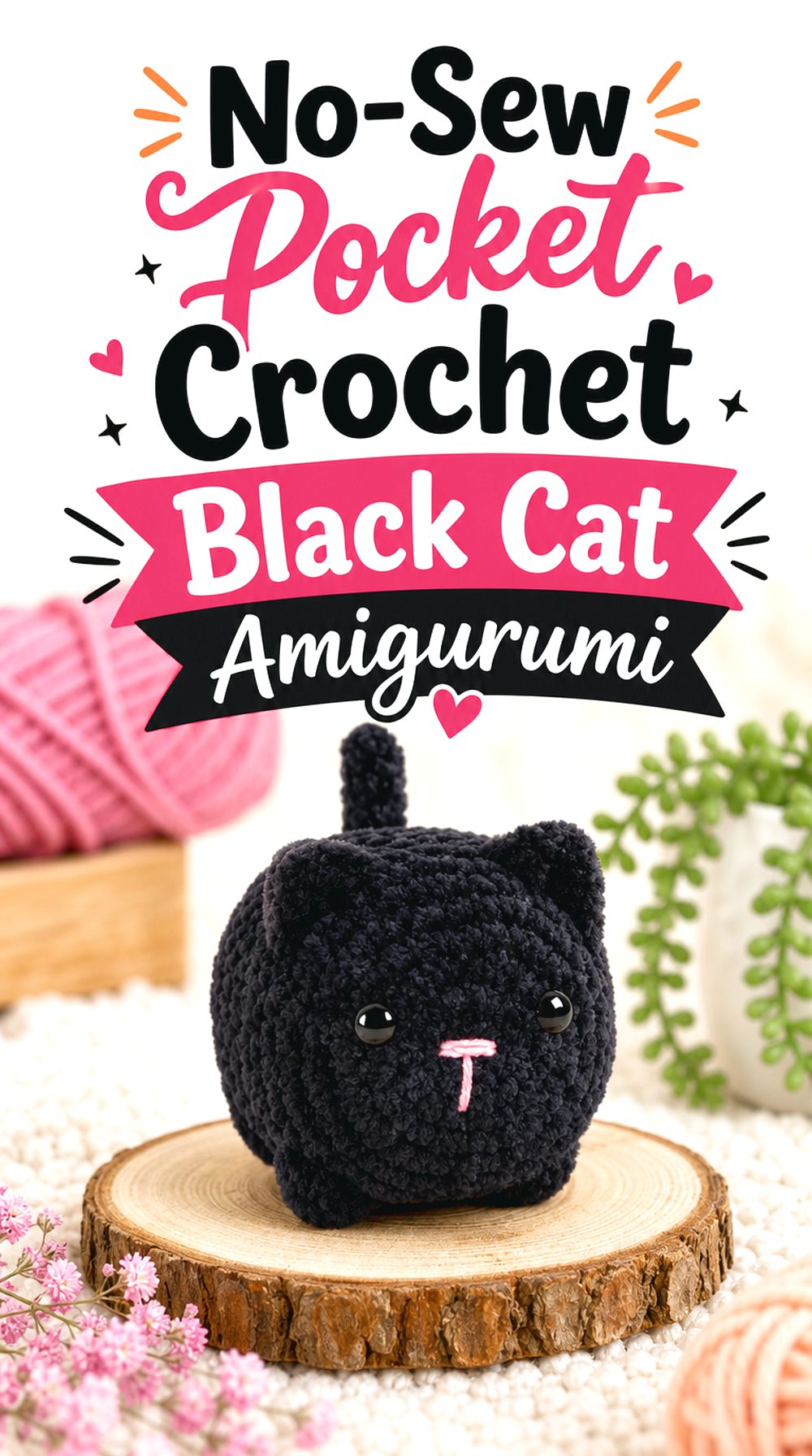 No Sew Pocket Crochet Black Cat Amigurumi