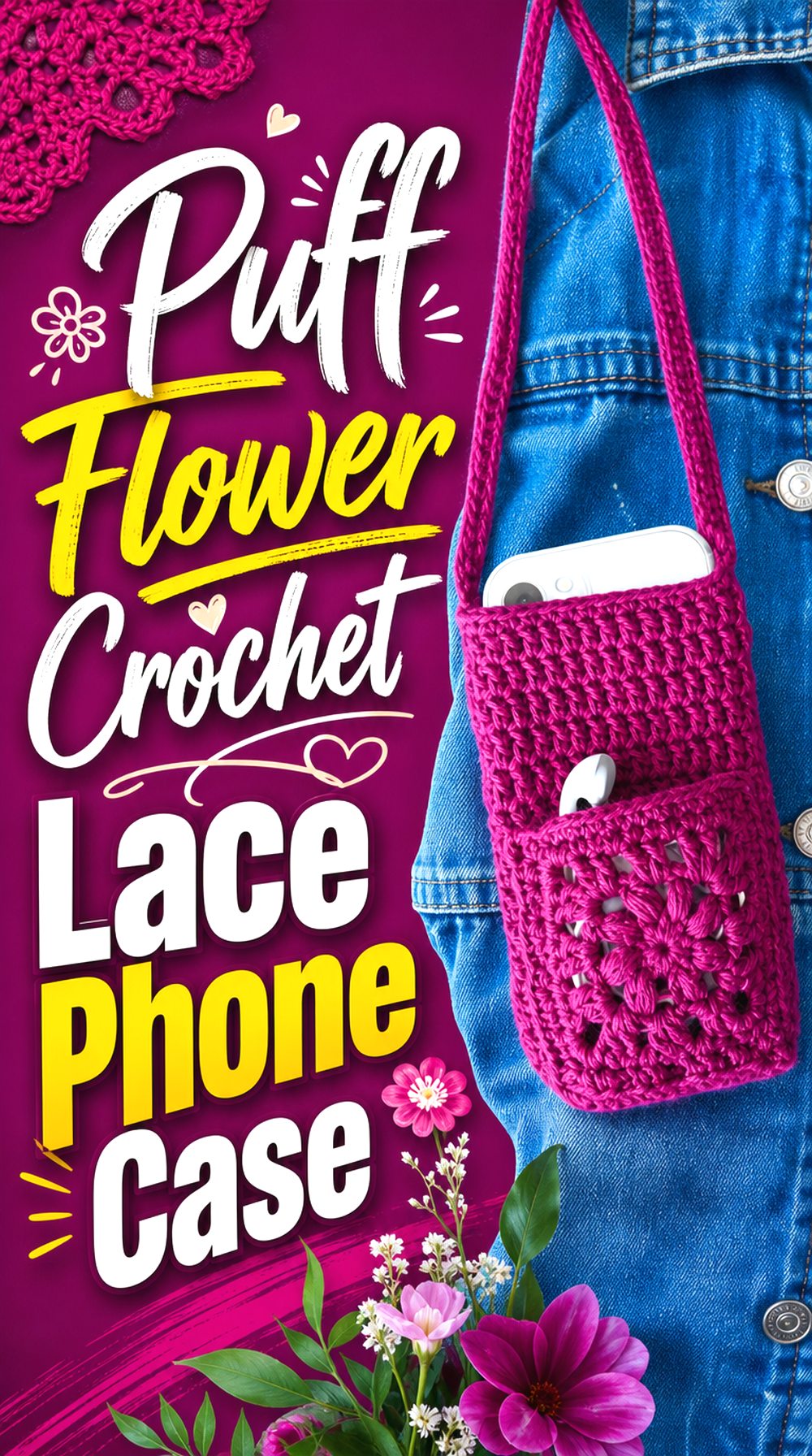 Puff Flower Crochet Lace Phone Case