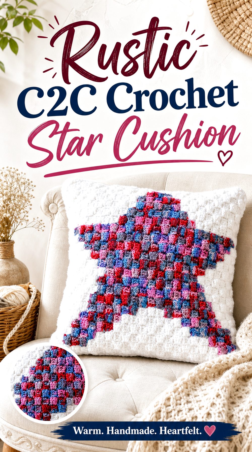 Rustic CC Crochet Star Cushion