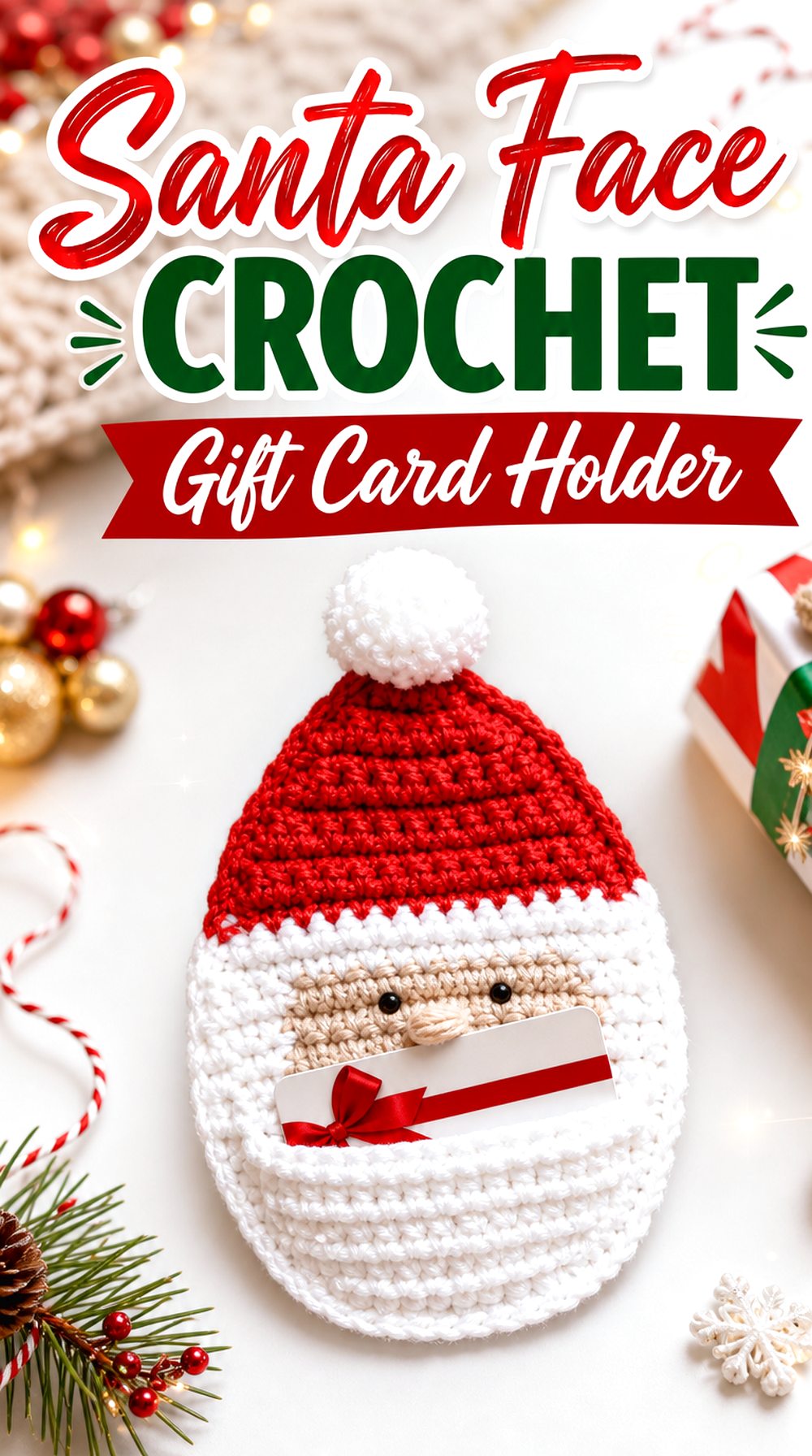 Santa Face Crochet Gift Card Holder