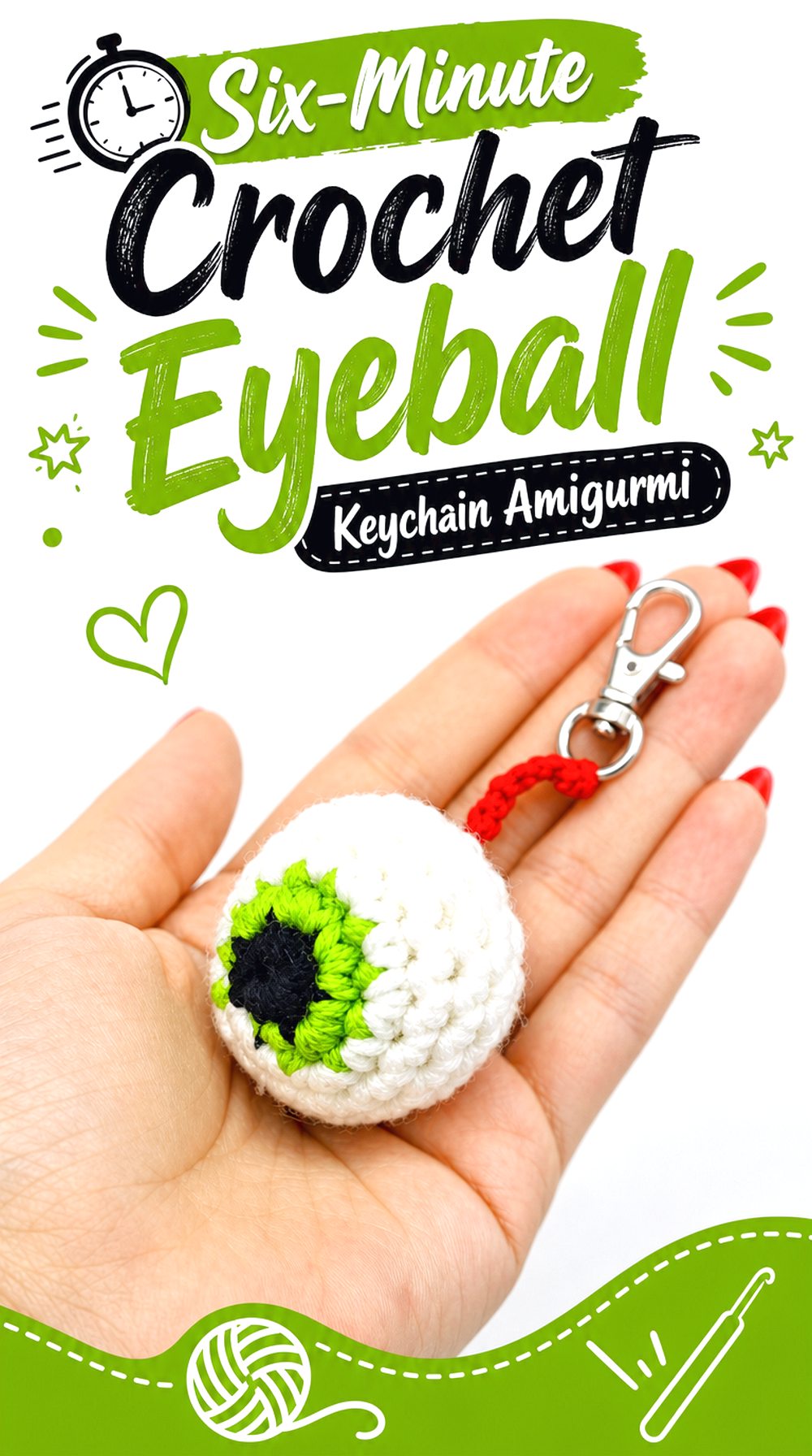 Six Minute Crochet Eyeball Keychain Amigurumi