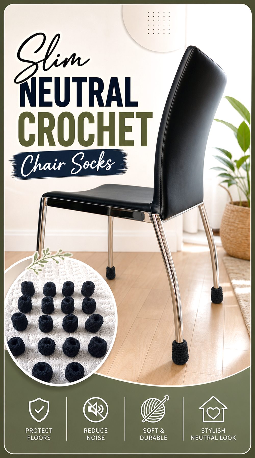 Slim Neutral Crochet Chair Socks