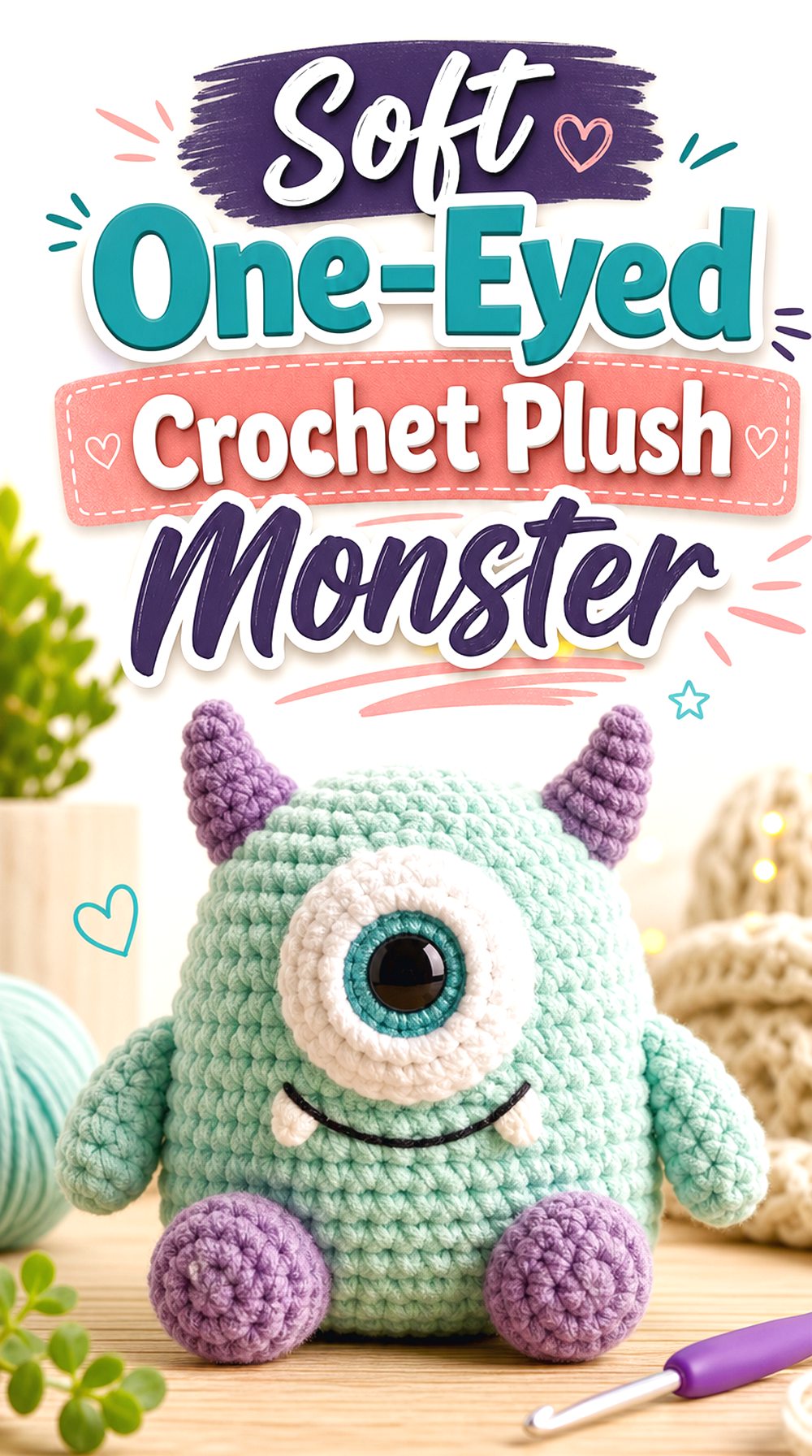 Soft One Eyed Crochet Plush Monster