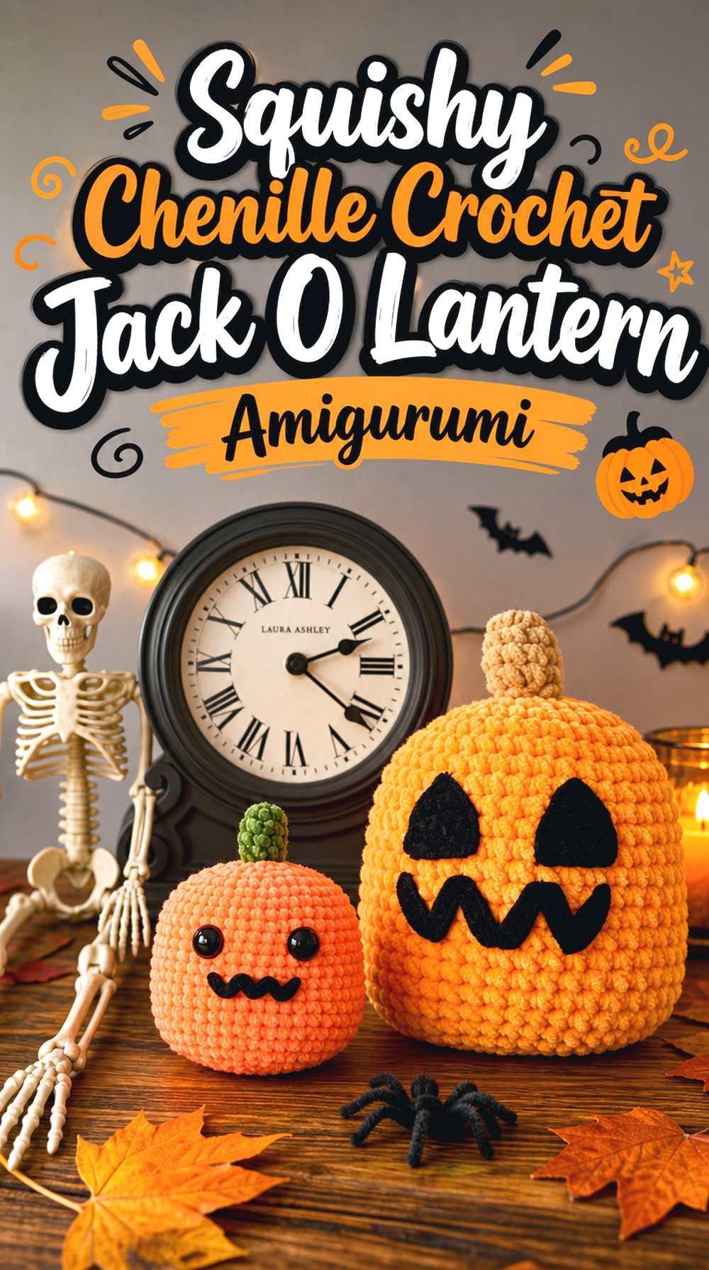 Squishy Chenille Crochet Jack O Lantern Amigurumi