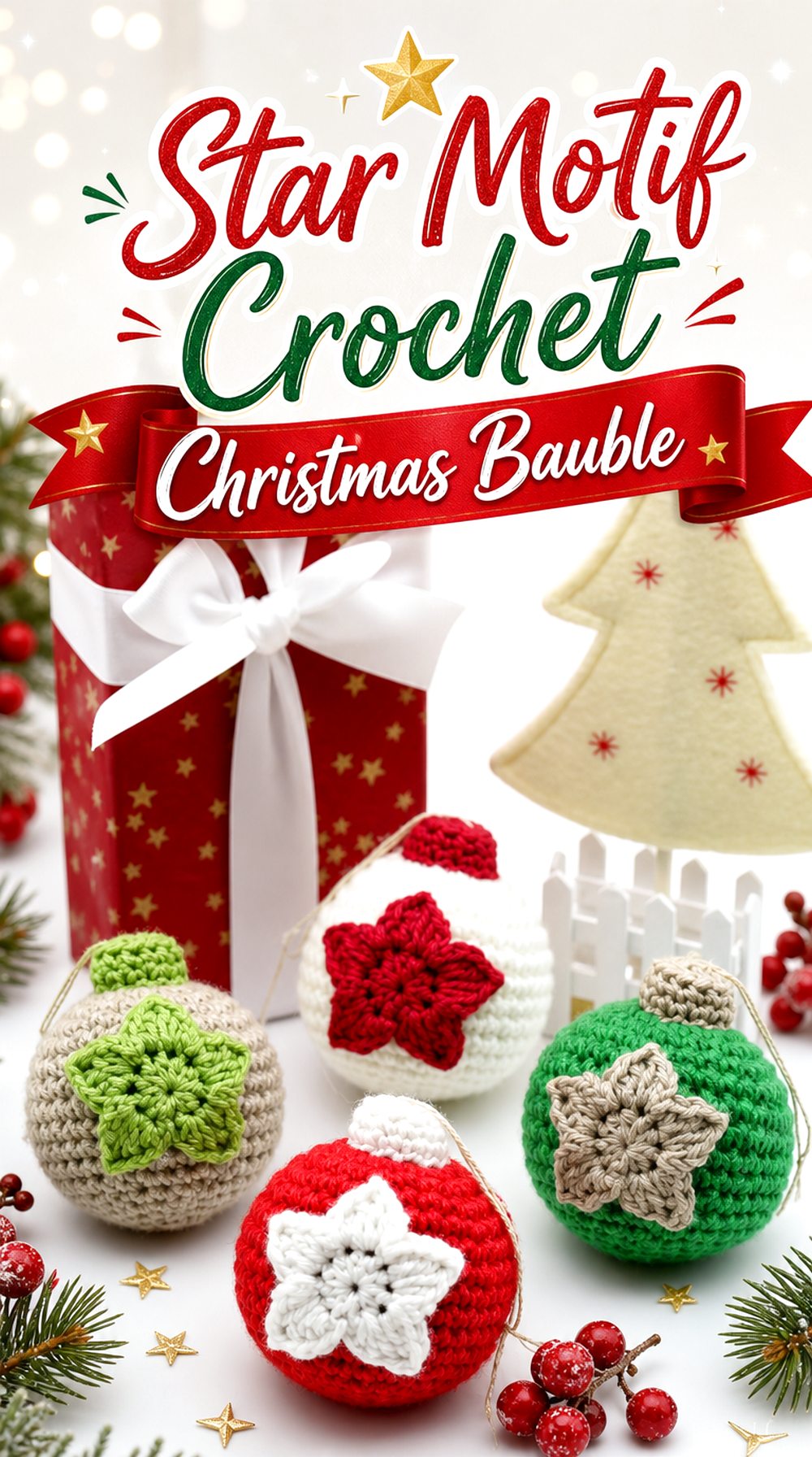 Star Motif Crochet Christmas Bauble
