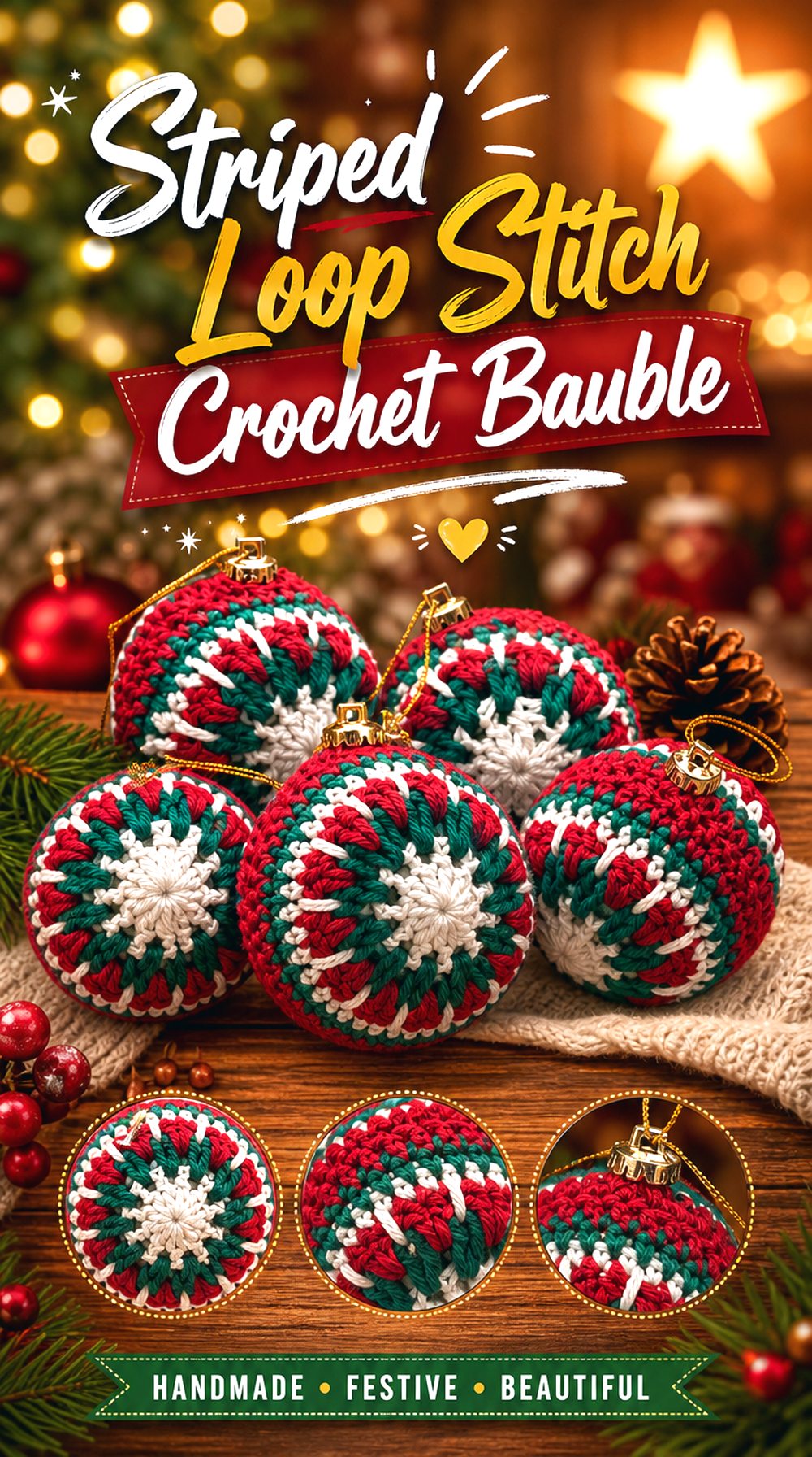 Striped Loop Stitch Crochet Bauble