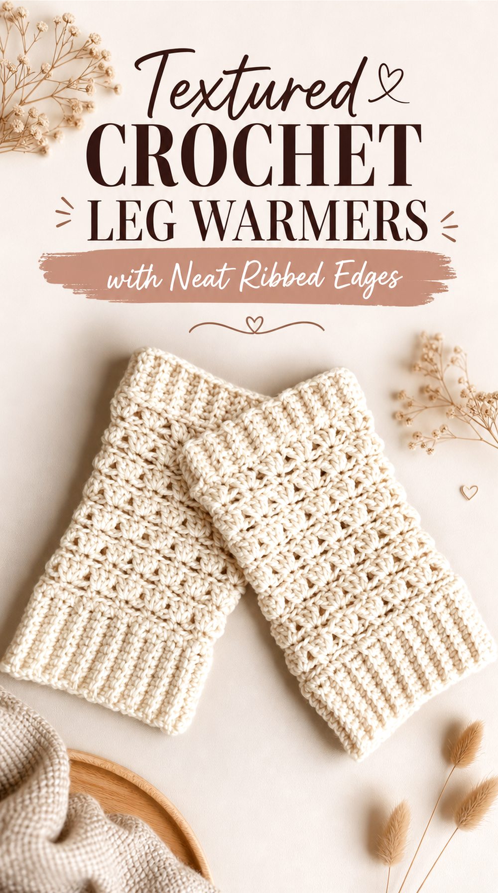 Textured Crochet Leg Warmers with Neat Ribbed Edges