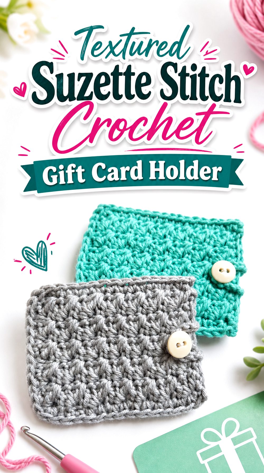 Textured Suzette Stitch Crochet Gift Card Holder