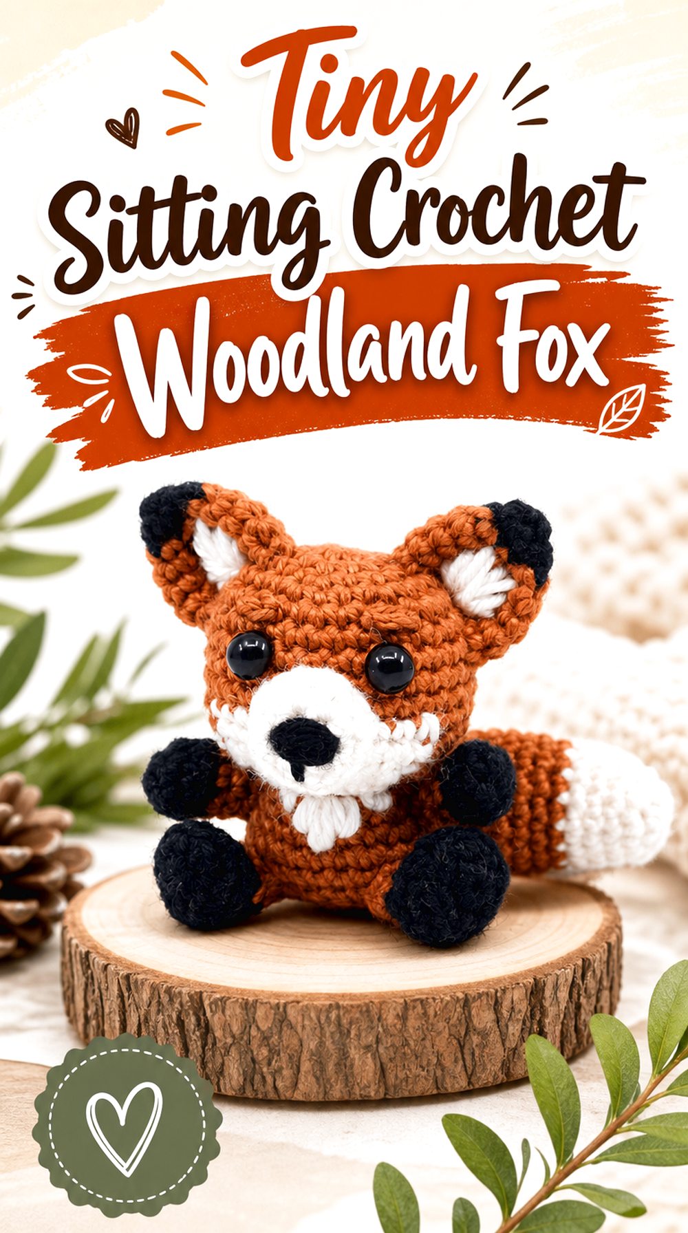 Tiny Sitting Crochet Woodland Fox