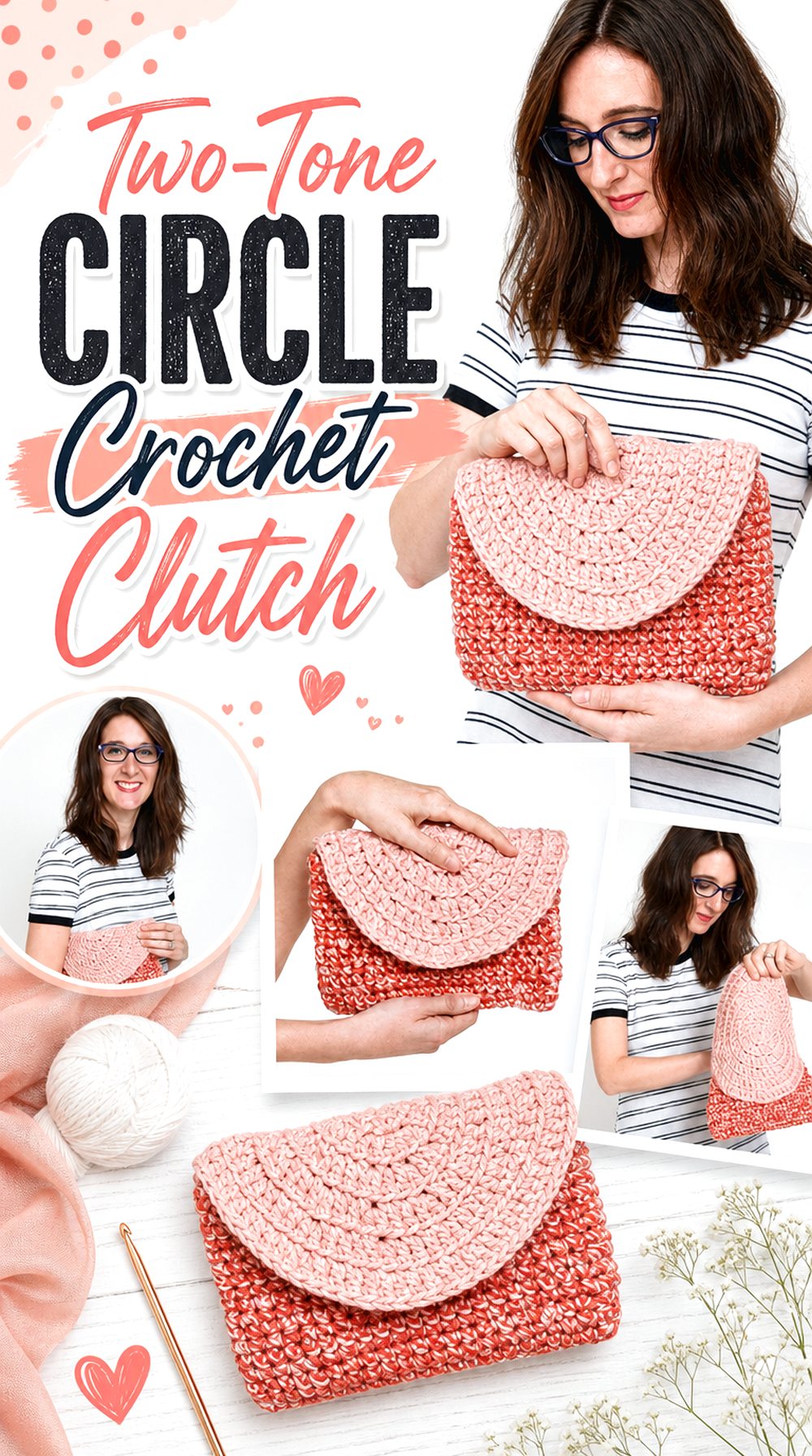 Two Tone Circle Crochet Clutch