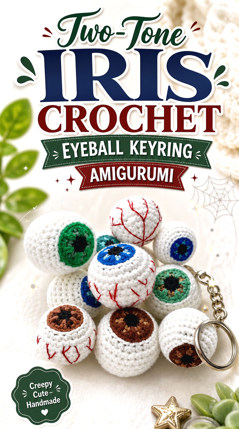 Two Tone Iris Crochet Eyeball Keyring Amigurumi