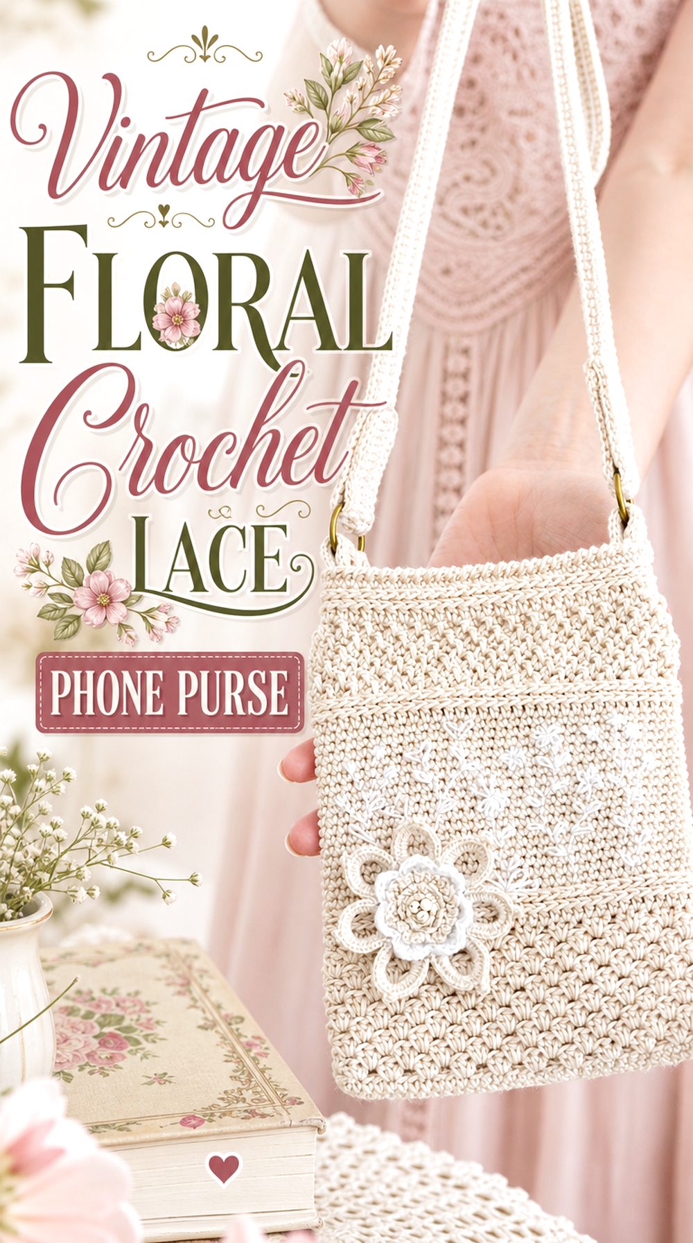 Vintage Floral Crochet Lace Phone Purse