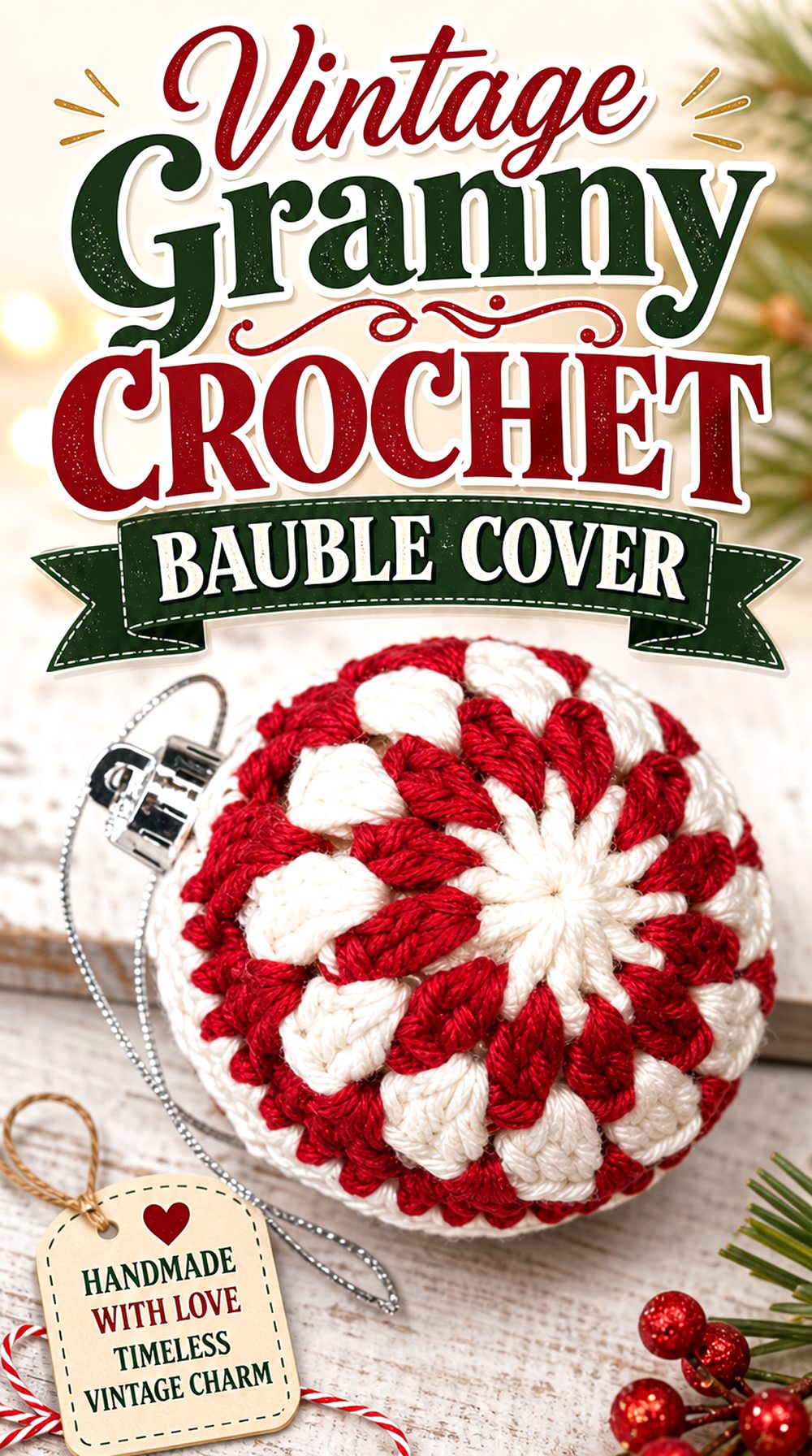 Vintage Granny Crochet Bauble Cover