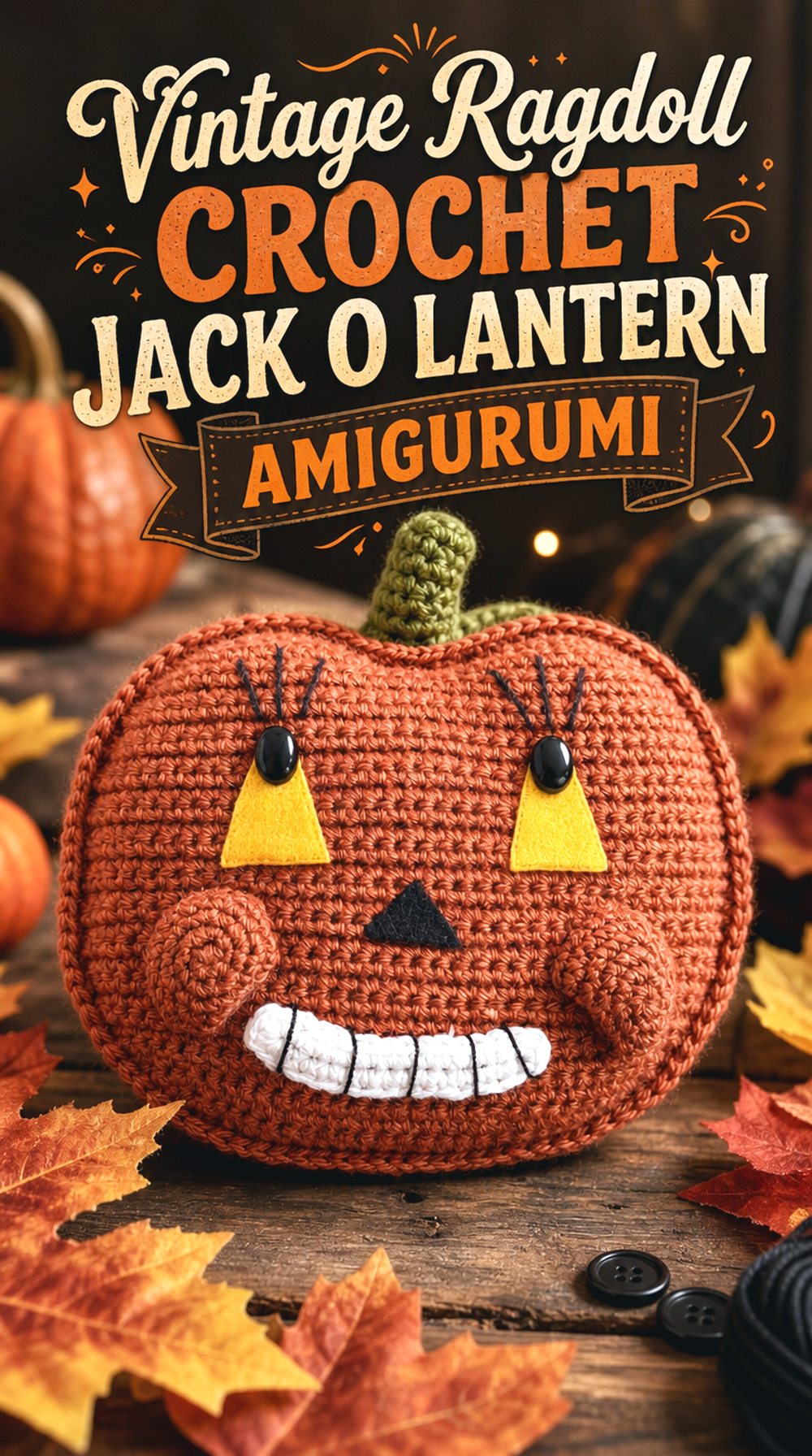 Vintage Ragdoll Crochet Jack O Lantern Amigurumi