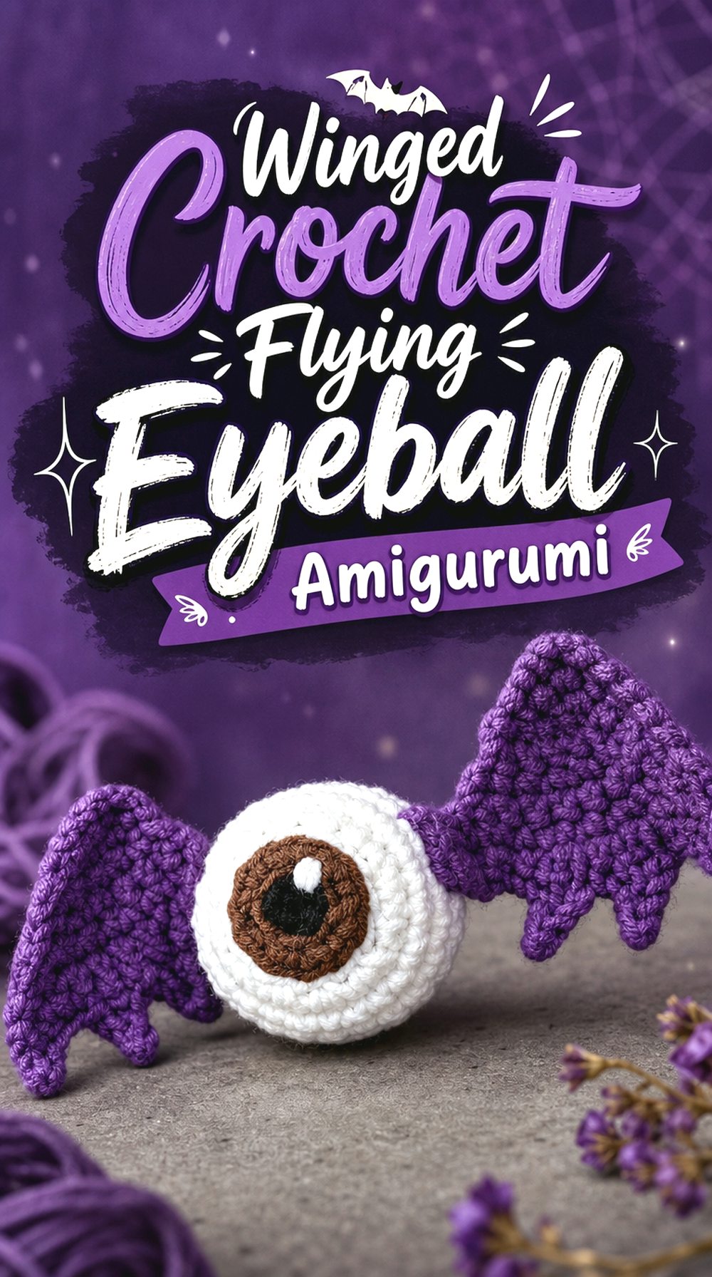 Winged Crochet Flying Eyeball Amigurumi