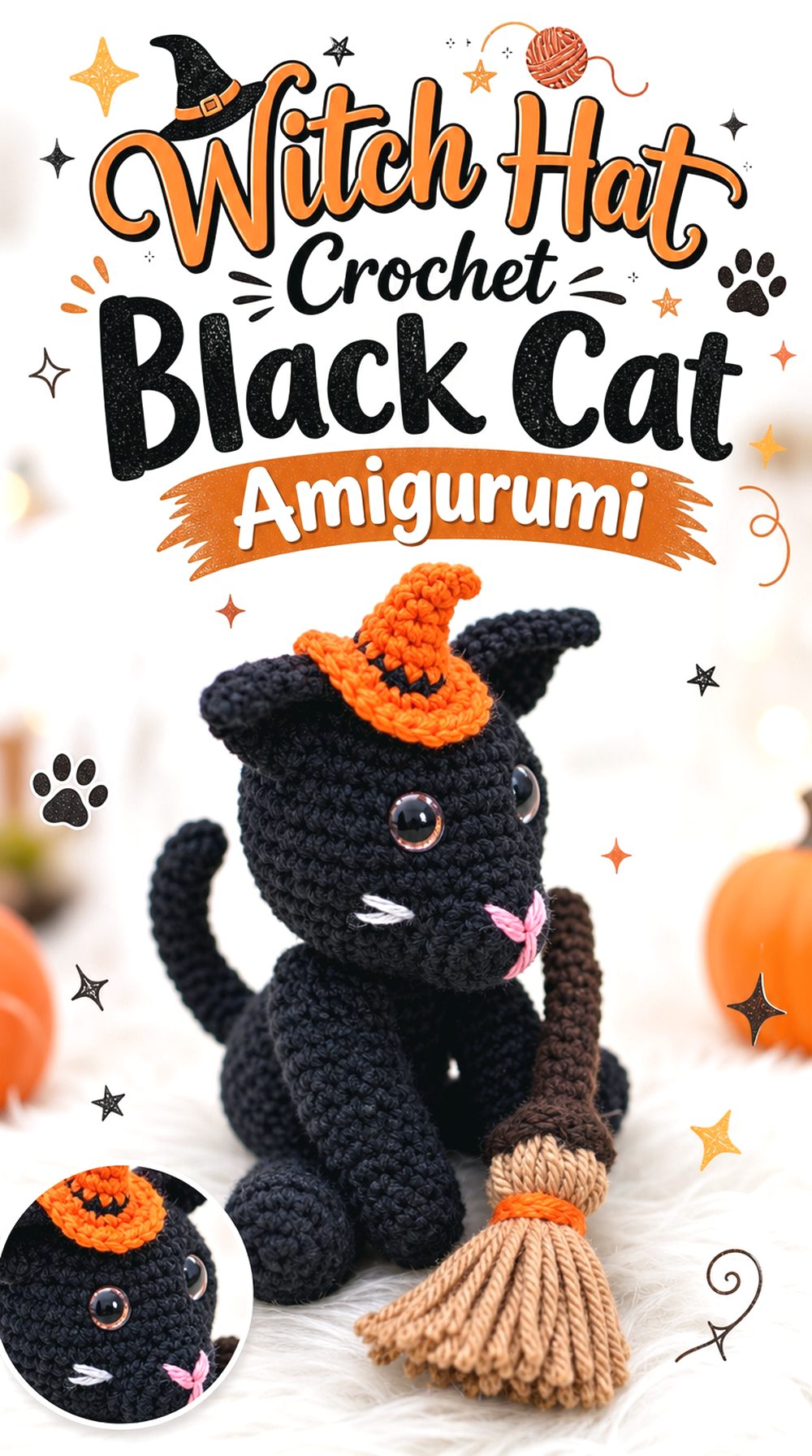 Witch Hat Crochet Black Cat Amigurumi