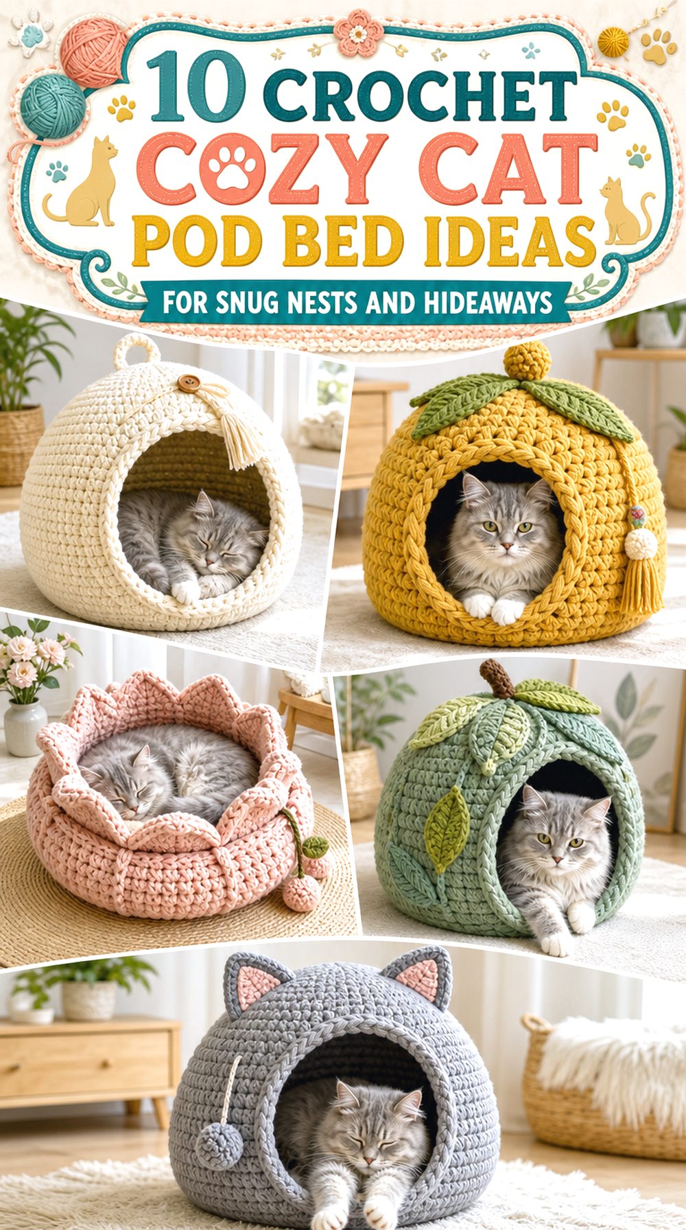 Crochet Cozy Cat Pod Bed Ideas for Snug Nests and Hideaways