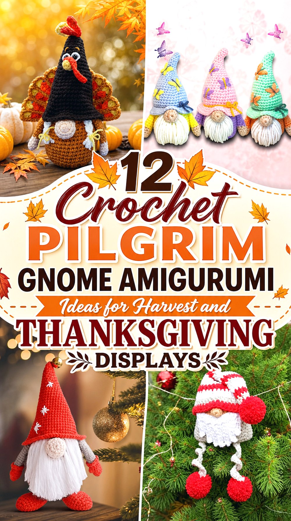 Crochet Pilgrim Gnome Amigurumi Ideas for Harvest and Thanksgiving Displays
